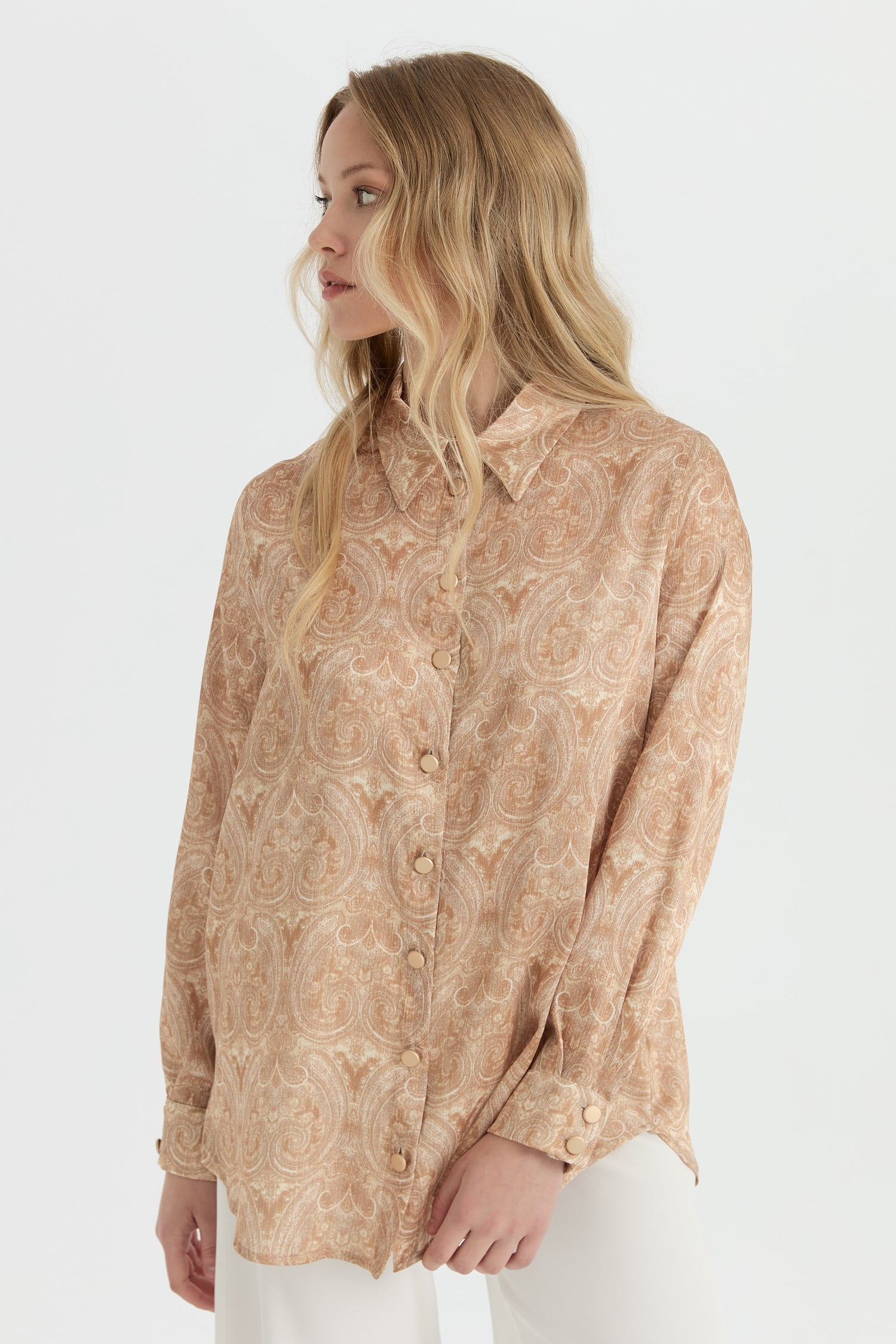 Desenli Tunik  Camel