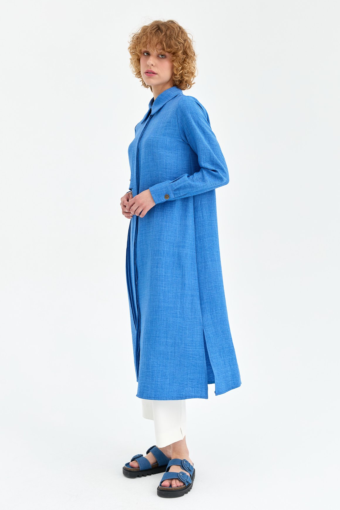 Eco Kumaş Rahat Kullanımlı Uzun Kurtarıcı Tunik  İndigo