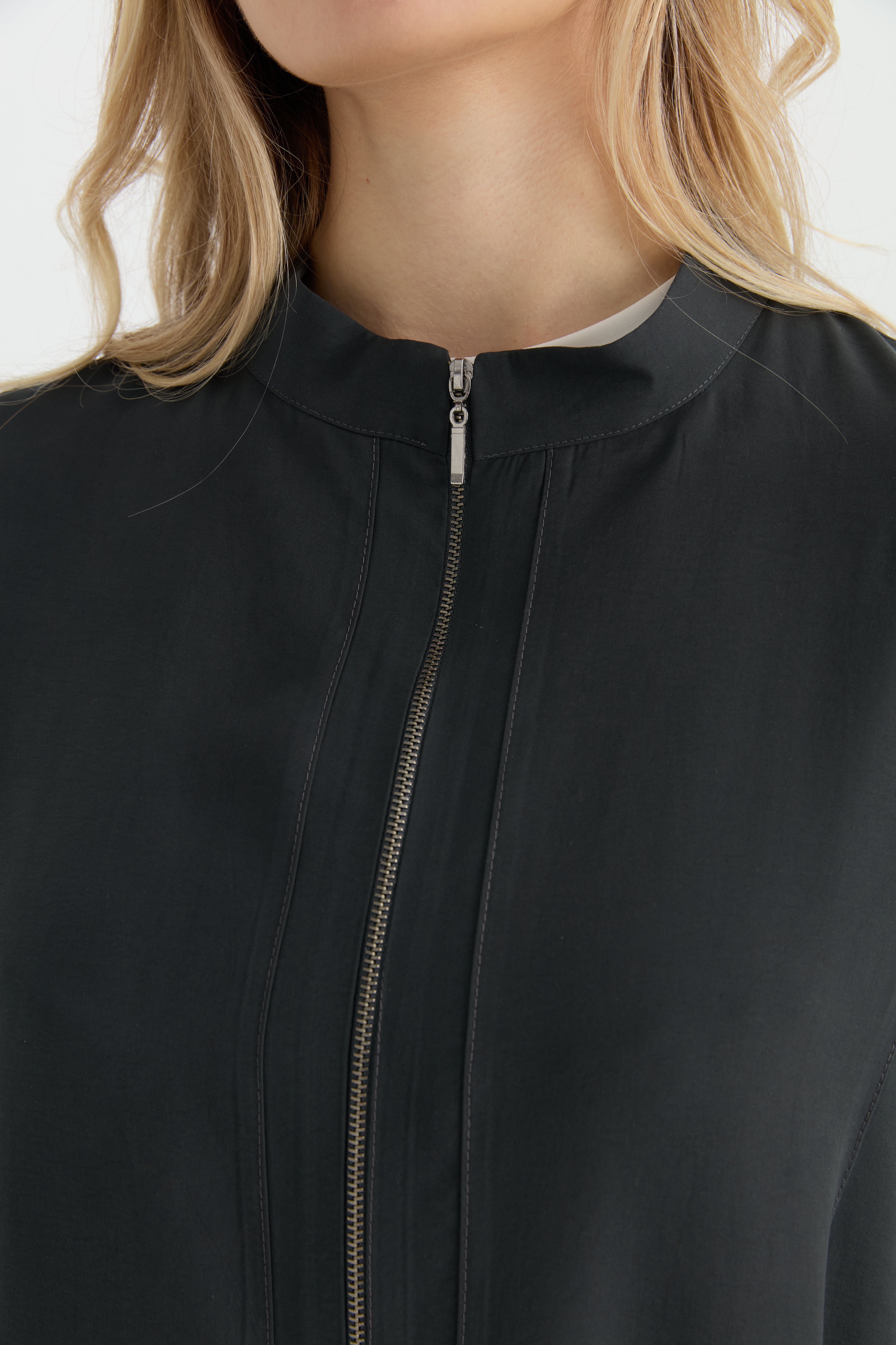 Fermuar Kapamalı Kapişon Detaylı Tunik  Antrasit