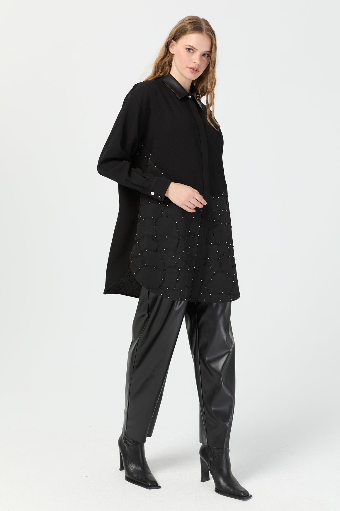 Jakar Garnili Taş İşli Tunik  Siyah