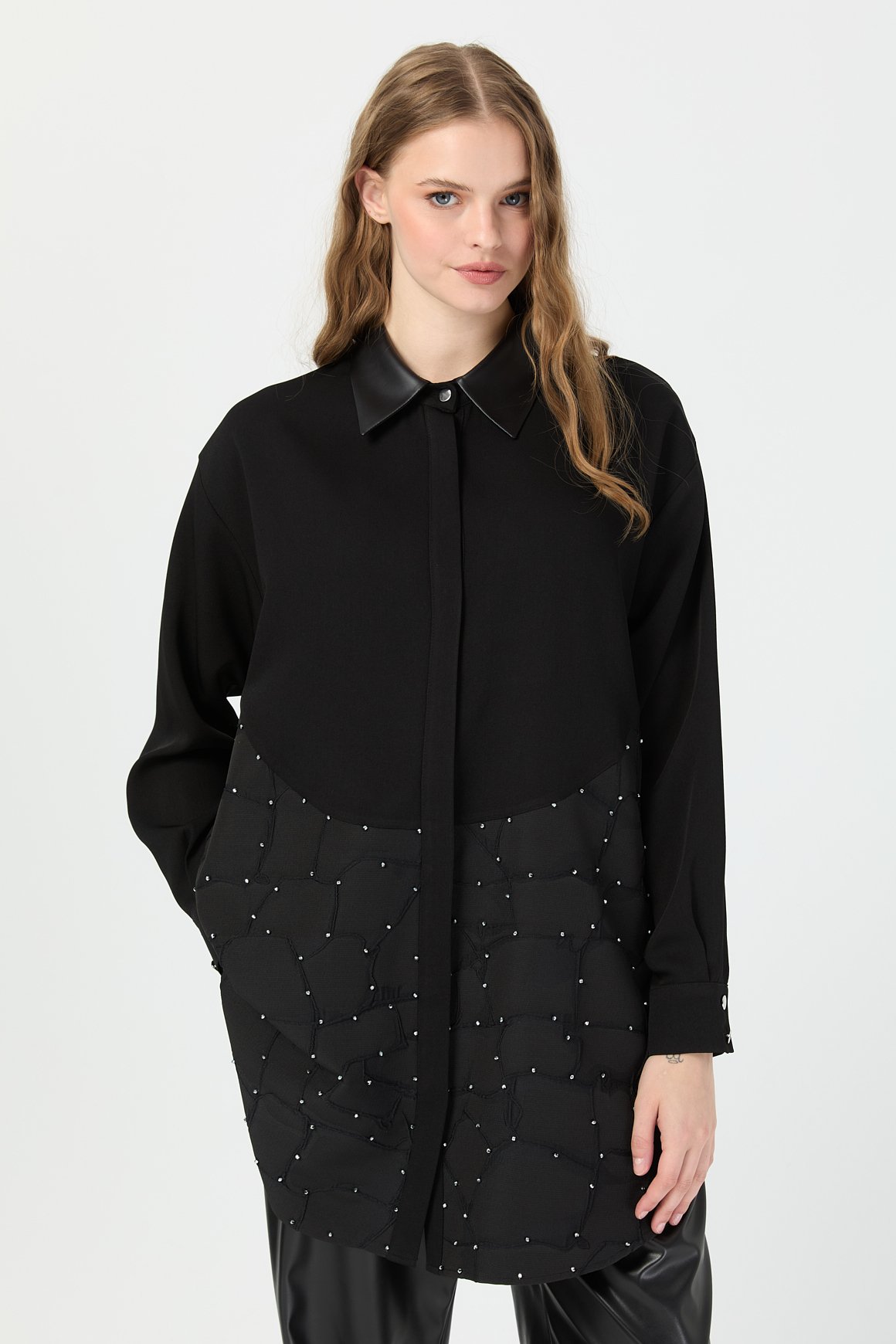 Jakar Garnili Taş İşli Tunik  Siyah