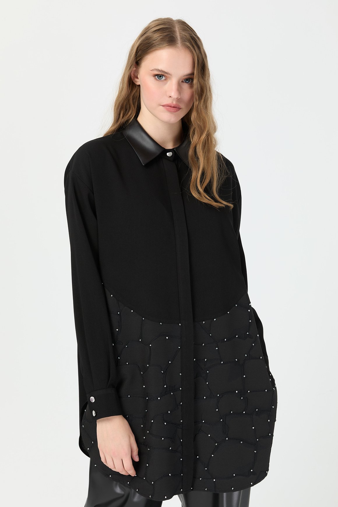 Jakar Garnili Taş İşli Tunik  Siyah