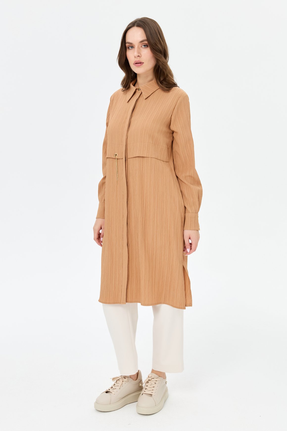 Kapsül Detaylı Kurtarıcı Tunik  Camel