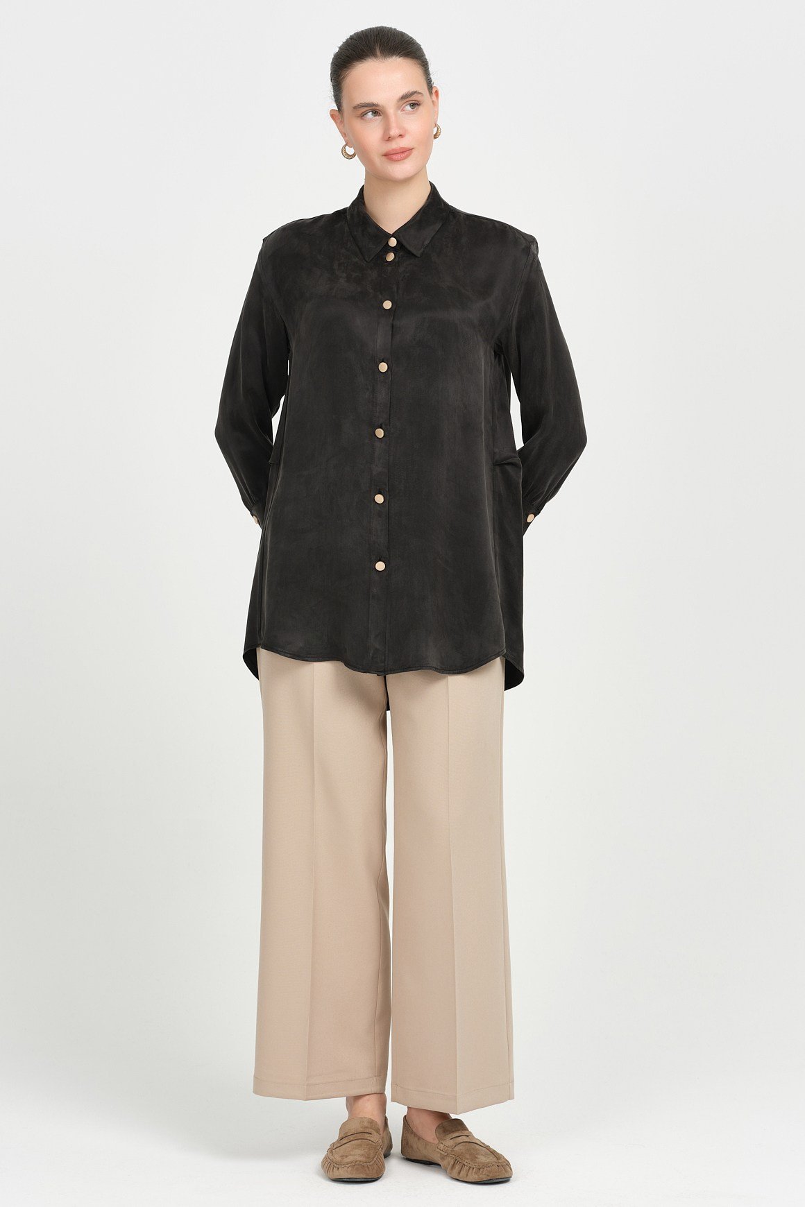 Kupra Kumaş Tunik  Siyah