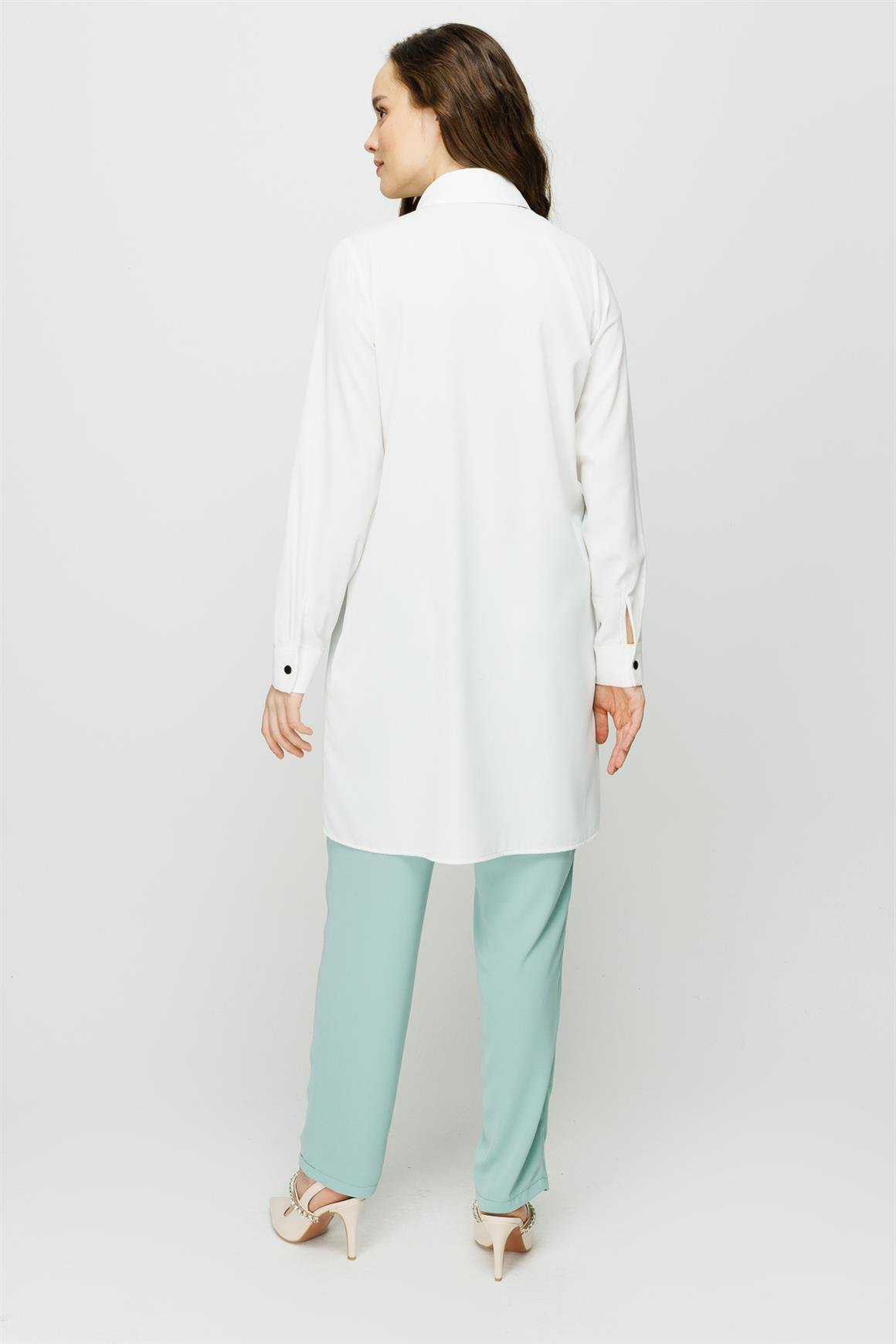 Leopar Baskı Detaylı Şık Tunik  Yeşil