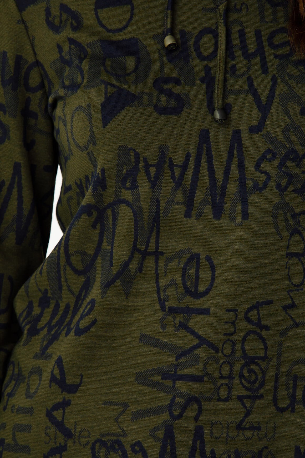 Logo Desenli Kapişonlu Sweatshirt  Haki
