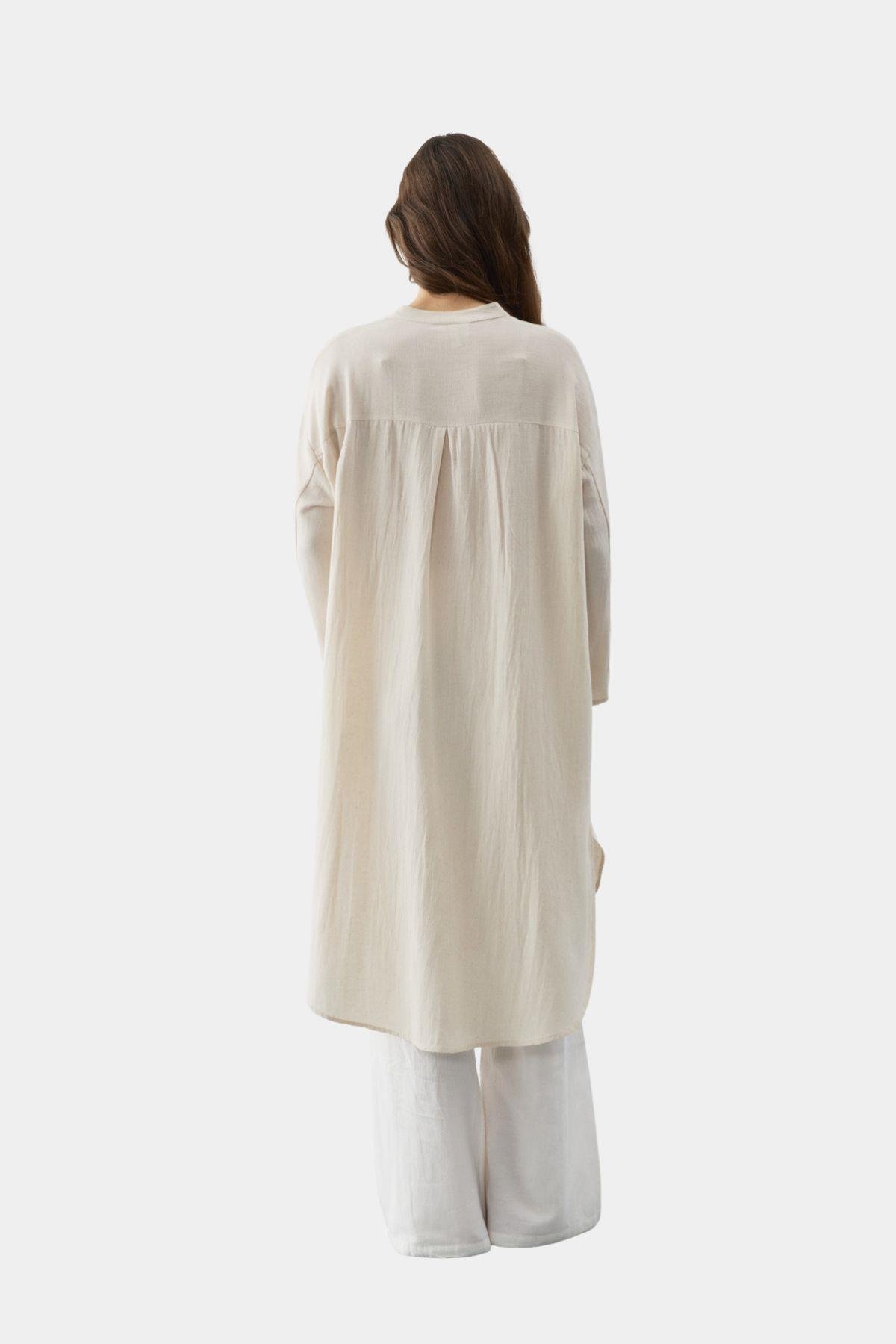 Midi Boy Kurtarıcı Tunik  Bej