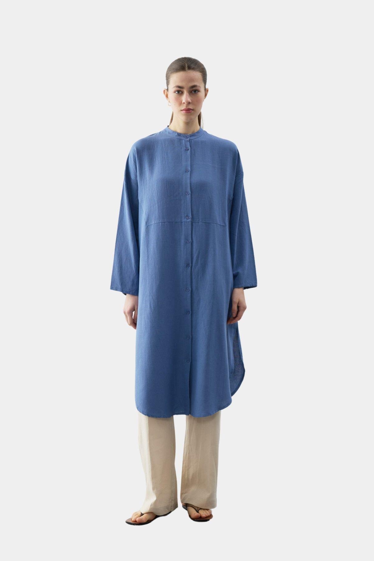 Midi Boy Kurtarıcı Tunik  Mavi