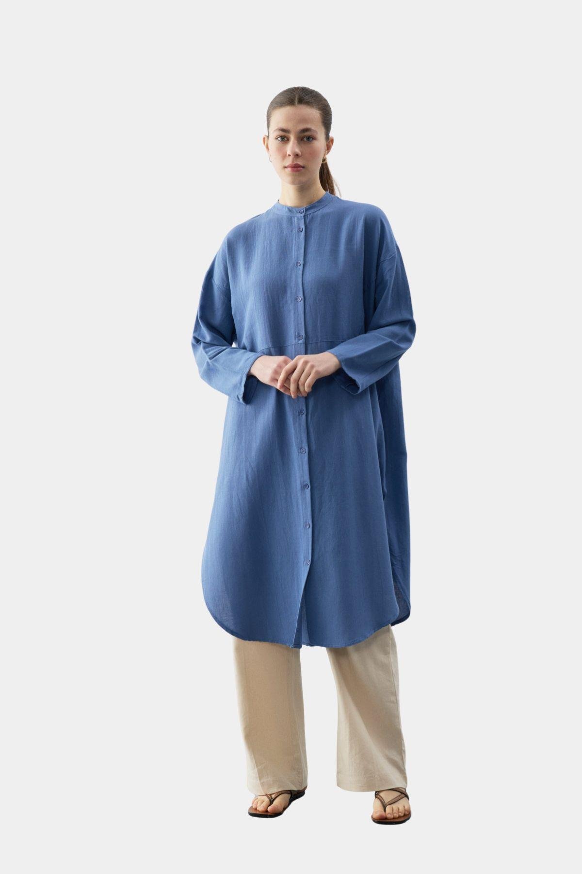 Midi Boy Kurtarıcı Tunik  Mavi