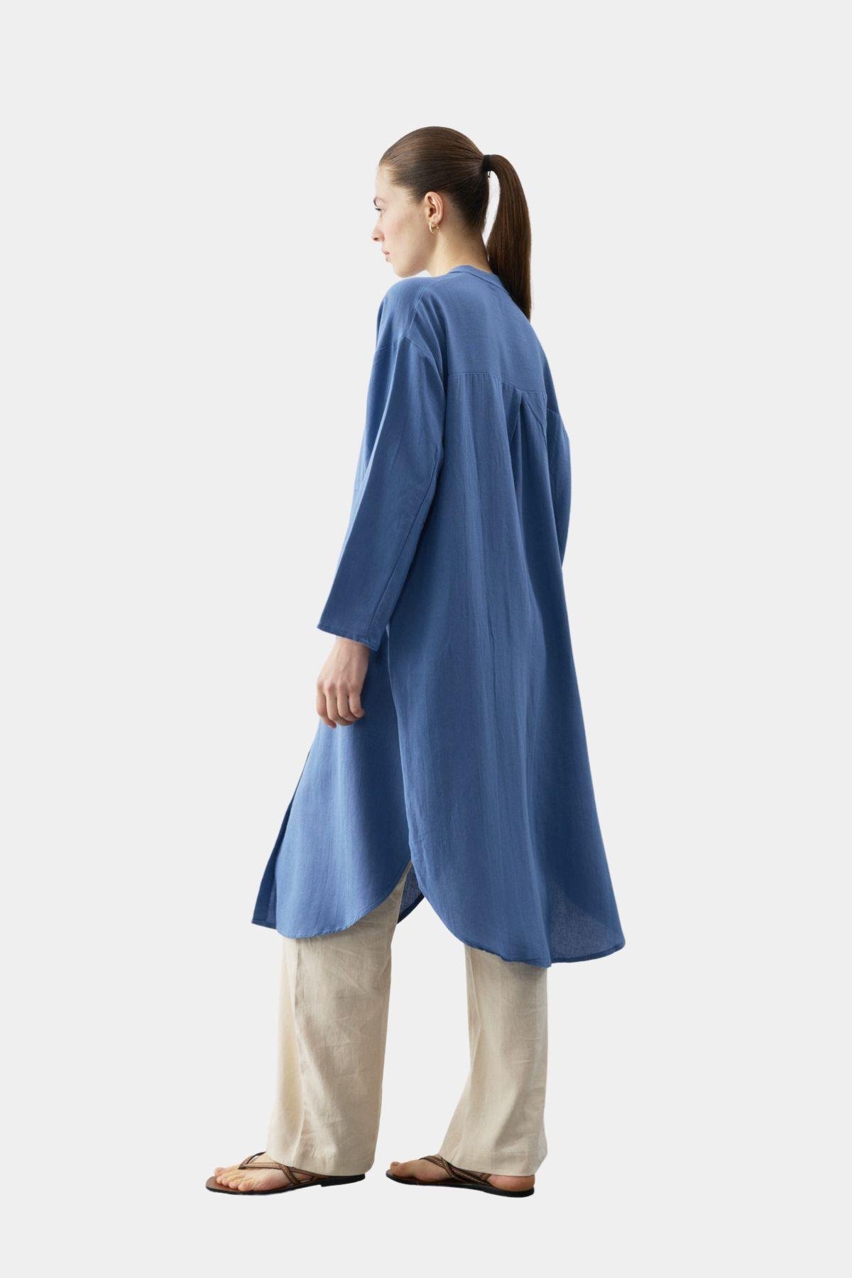 Midi Boy Kurtarıcı Tunik  Mavi