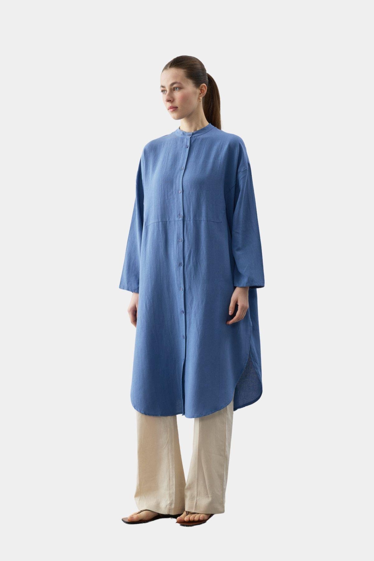 Midi Boy Kurtarıcı Tunik  Mavi