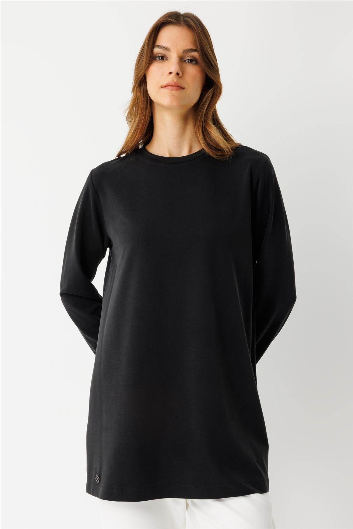 Oysh Kumaş Uzun Kollu Tshirt  Siyah