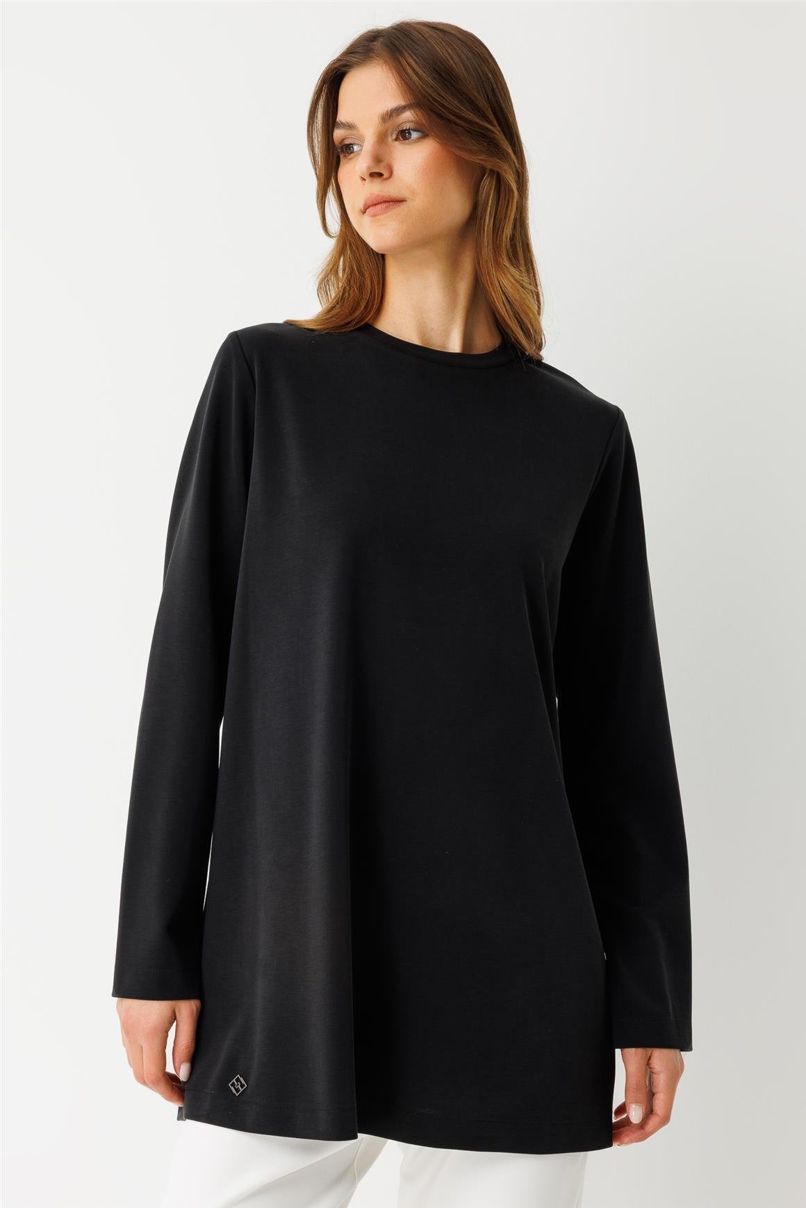 Oysh Kumaş Uzun Kollu Tshirt  Siyah