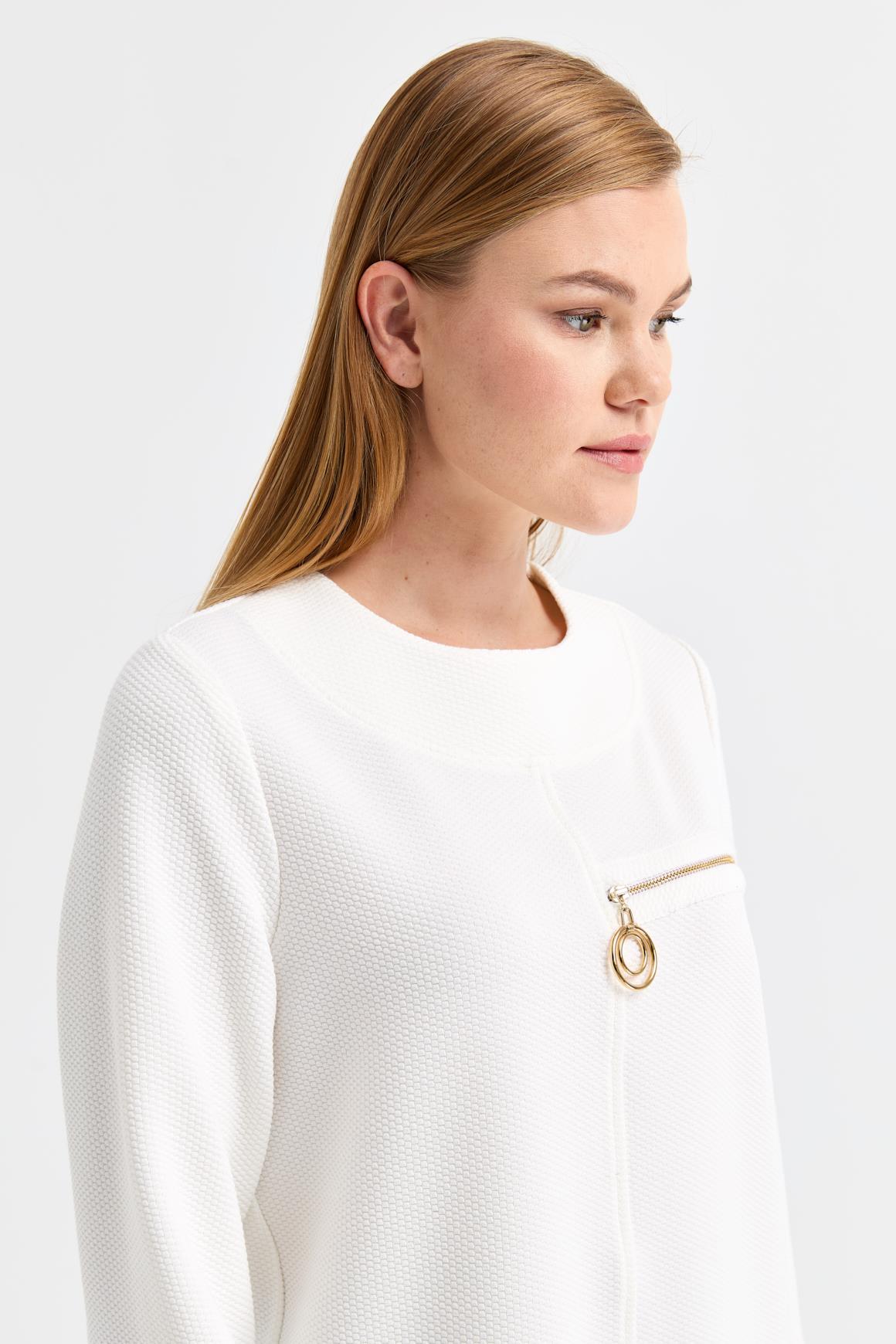 Pike Dokulu Fermuar Detaylı Tunik  Ekru