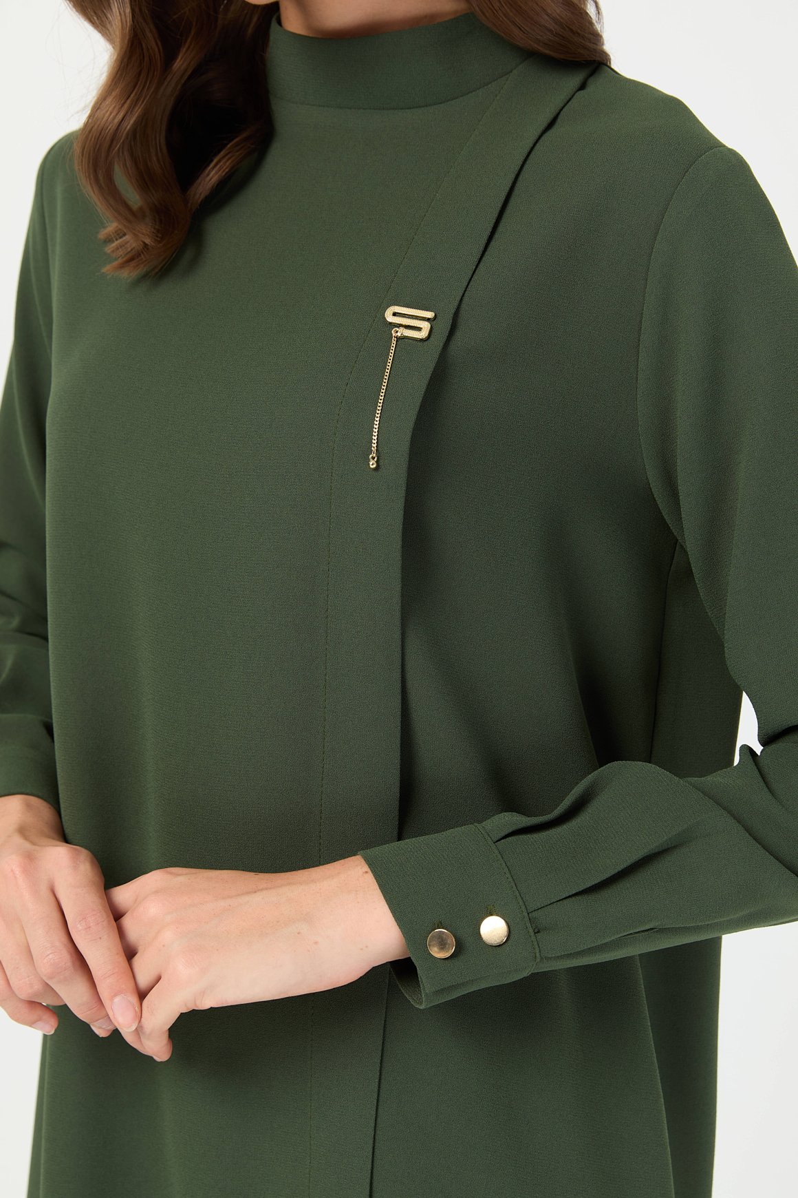 Pili Detaylı Tunik  Haki