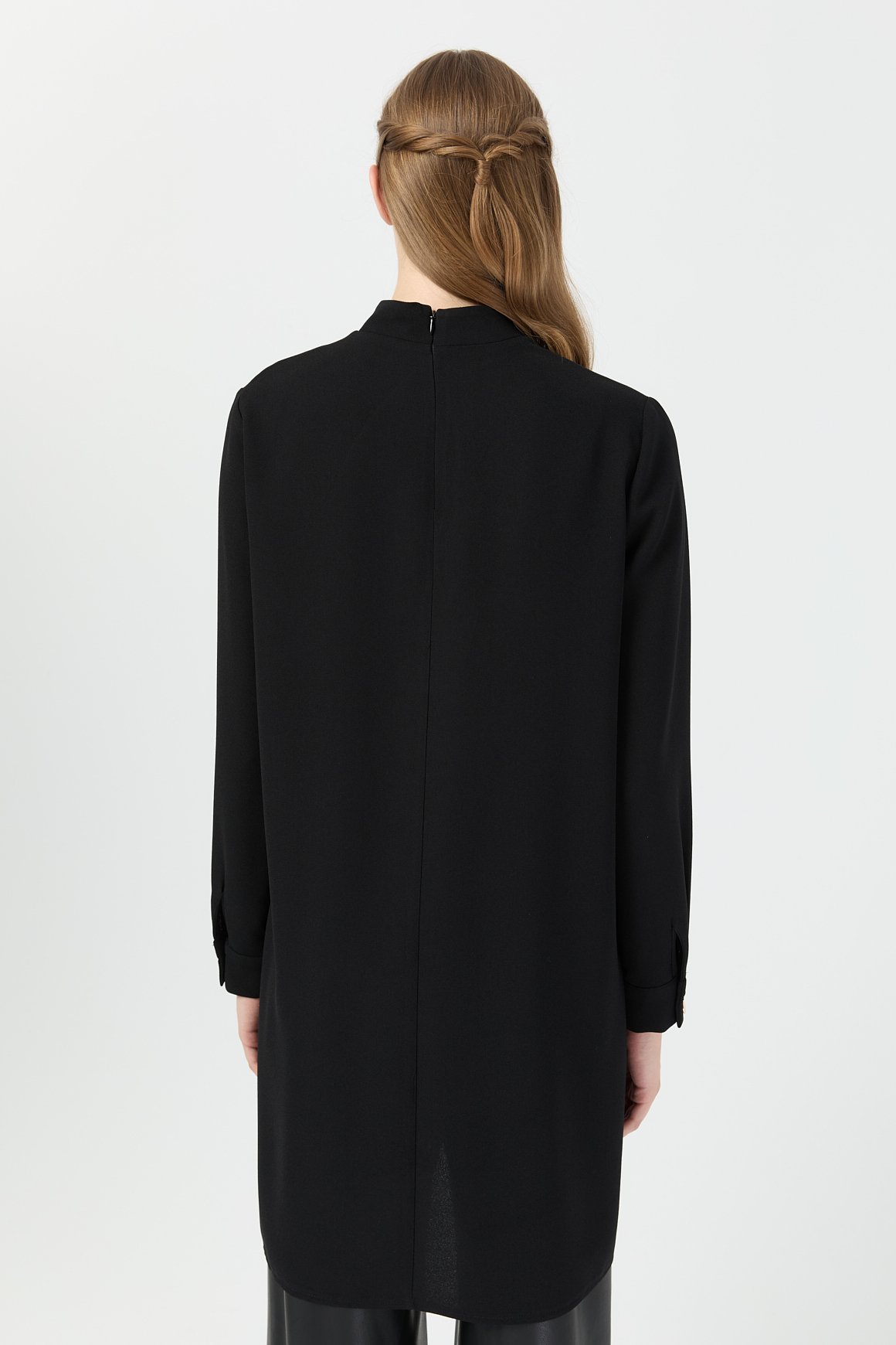 Pili Detaylı Tunik  Siyah