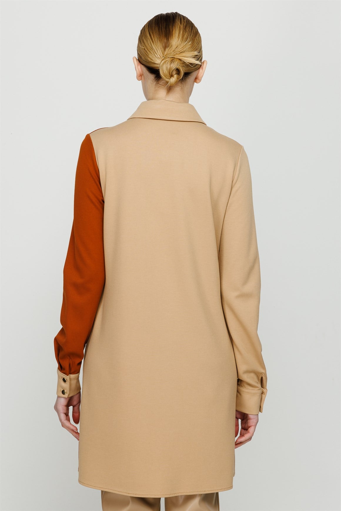Renk Geçişli Çelik Örme Kumaş Spor Tunik  Taba