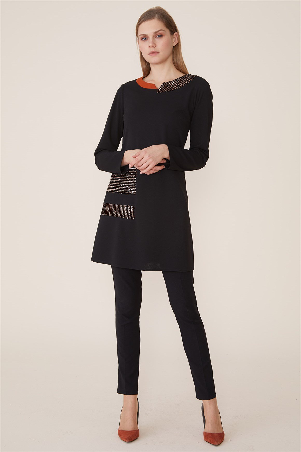 Black - Stamp Combined Tunic