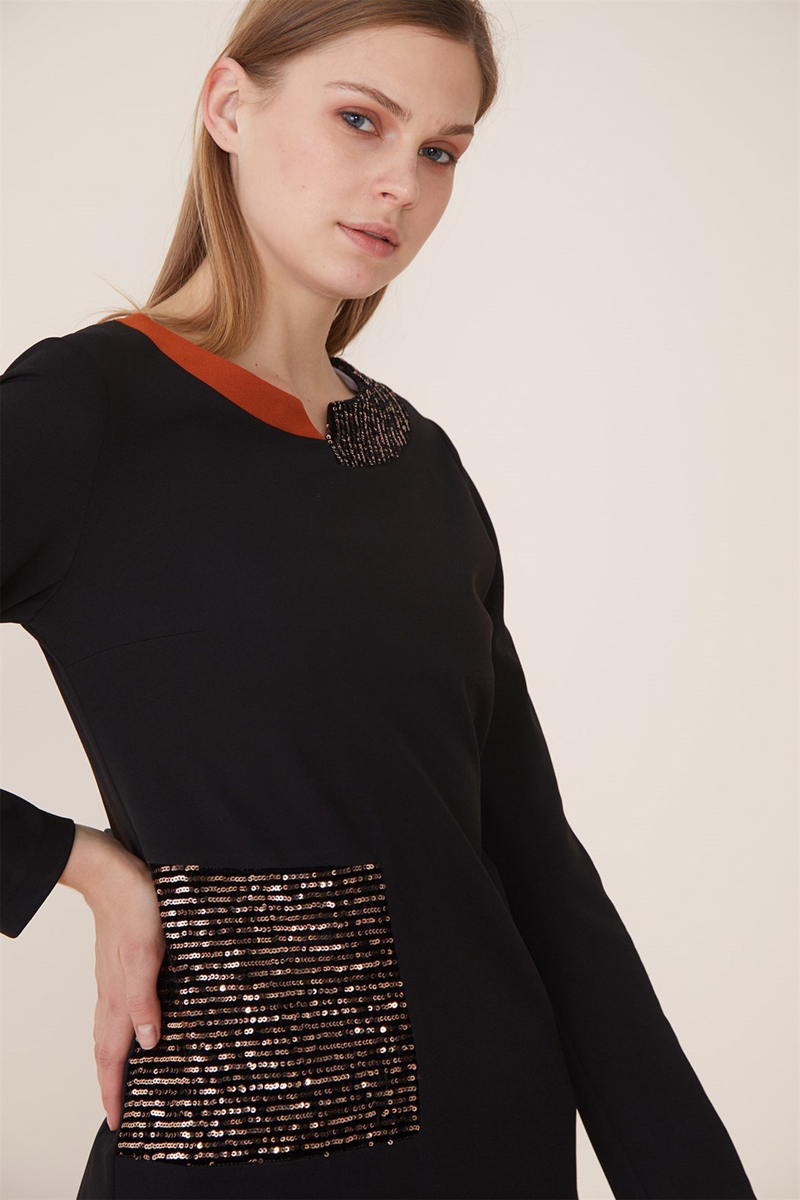 Black - Stamp Combined Tunic