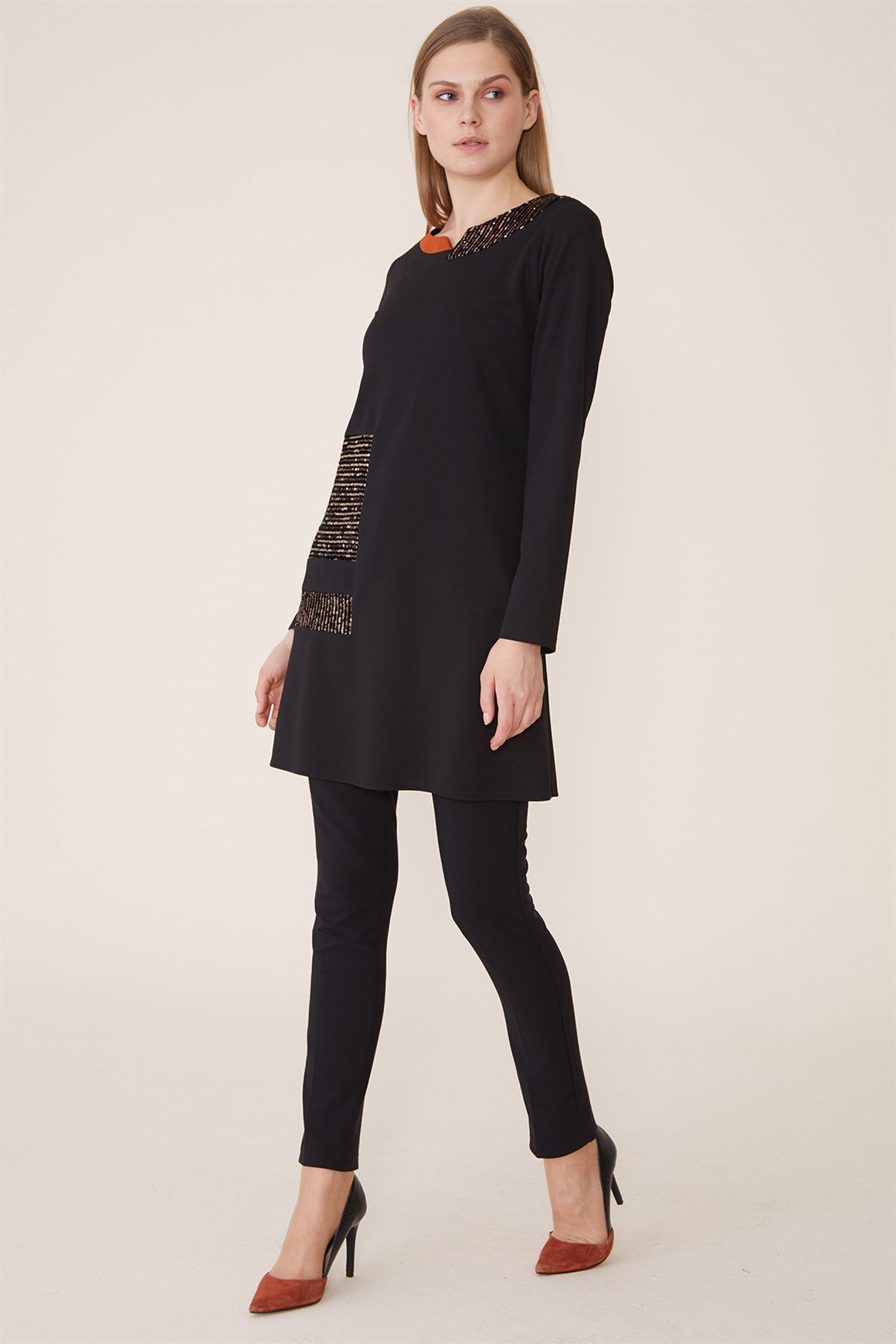 Black - Stamp Combined Tunic