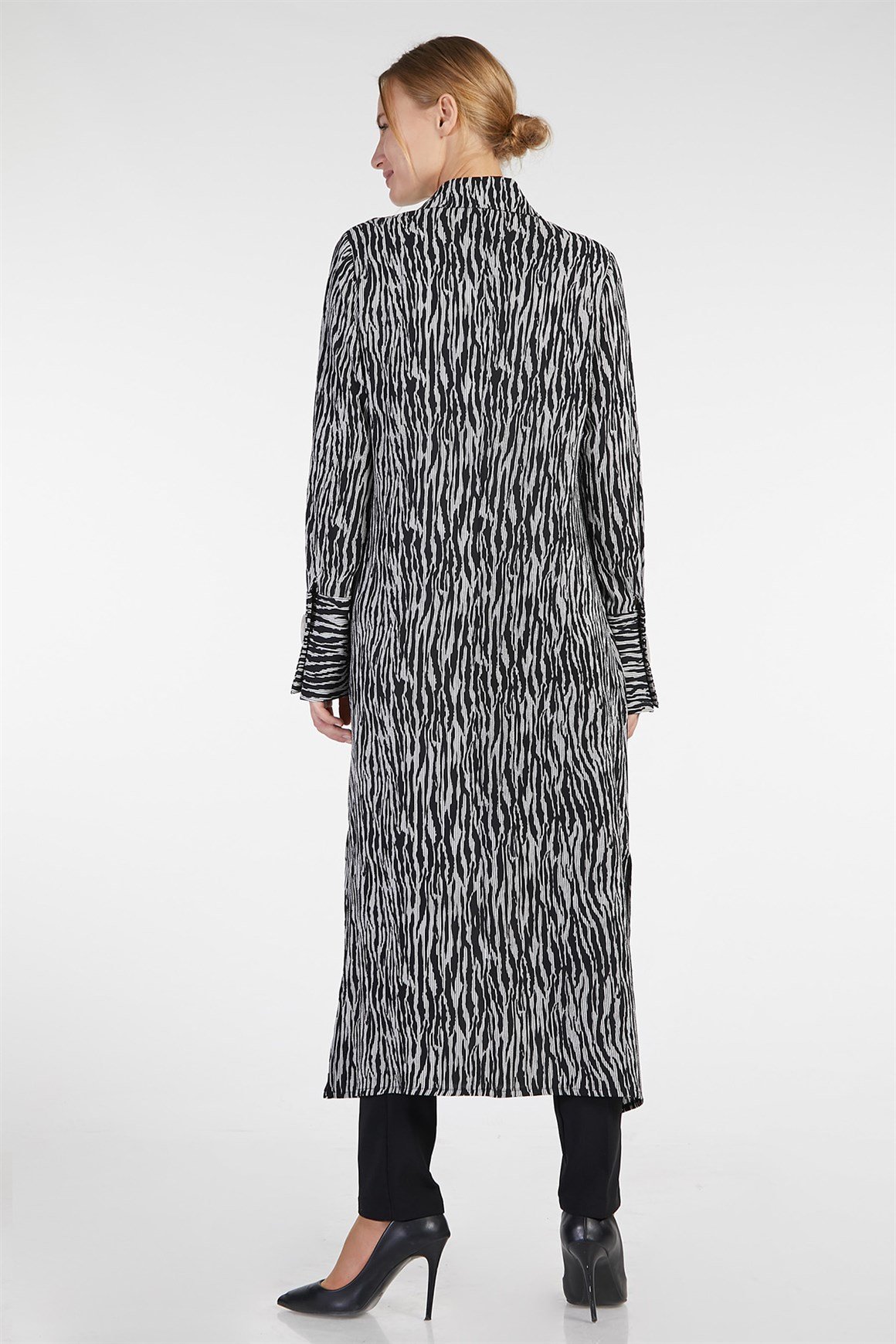 Siyah - Zebra Desenli Gömlek Tunik