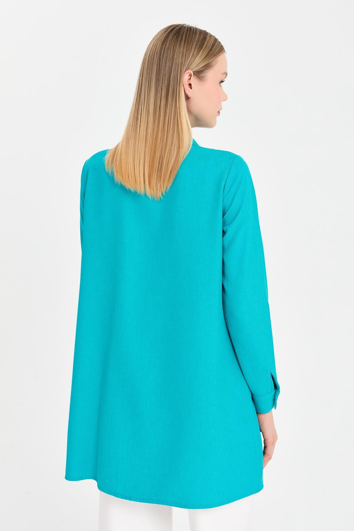 Taş Detaylı Allerli Tunik  Turkuaz