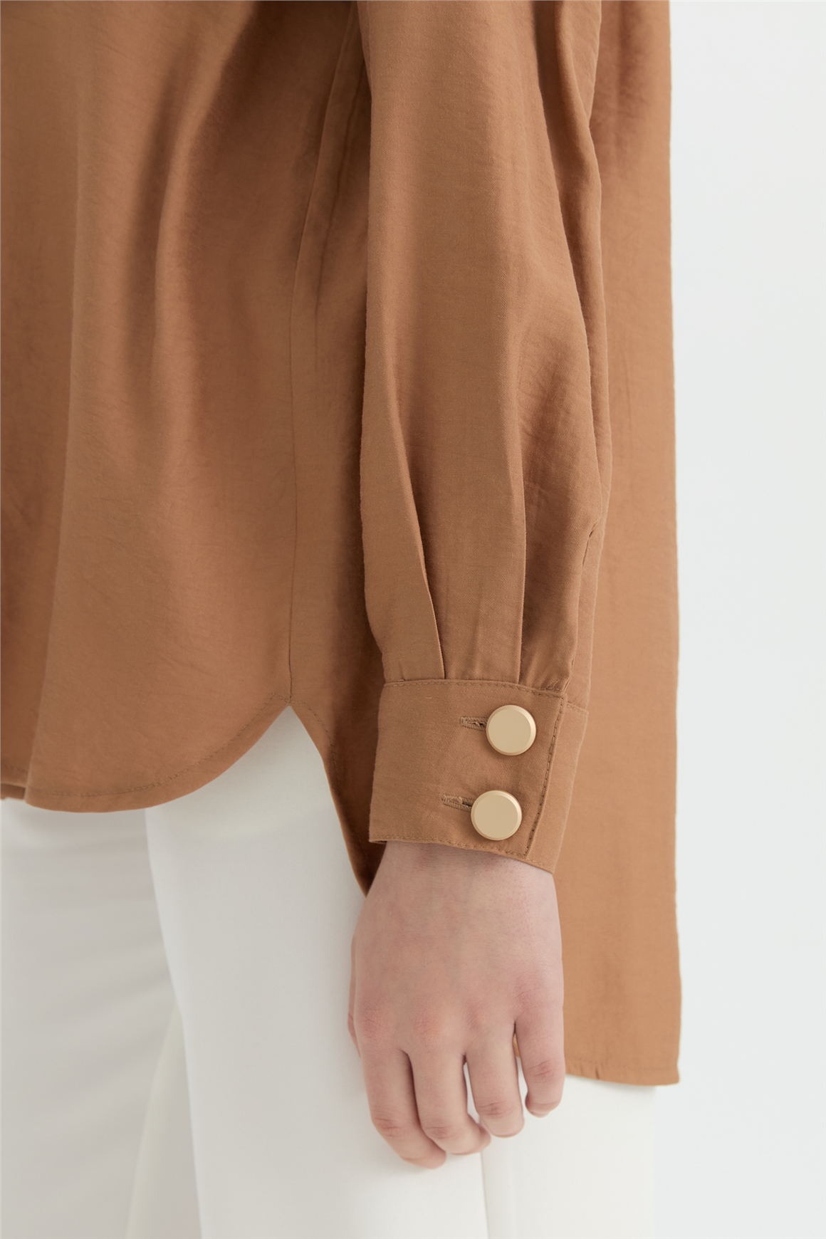 Tüy Detaylı Tunik  Camel
