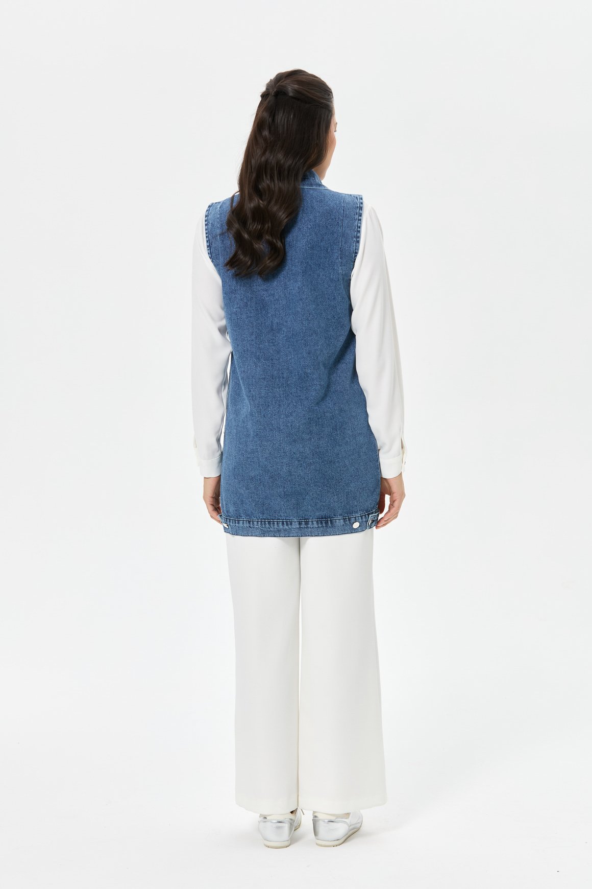 Çakma Detaylı Kot Yelek  Laci