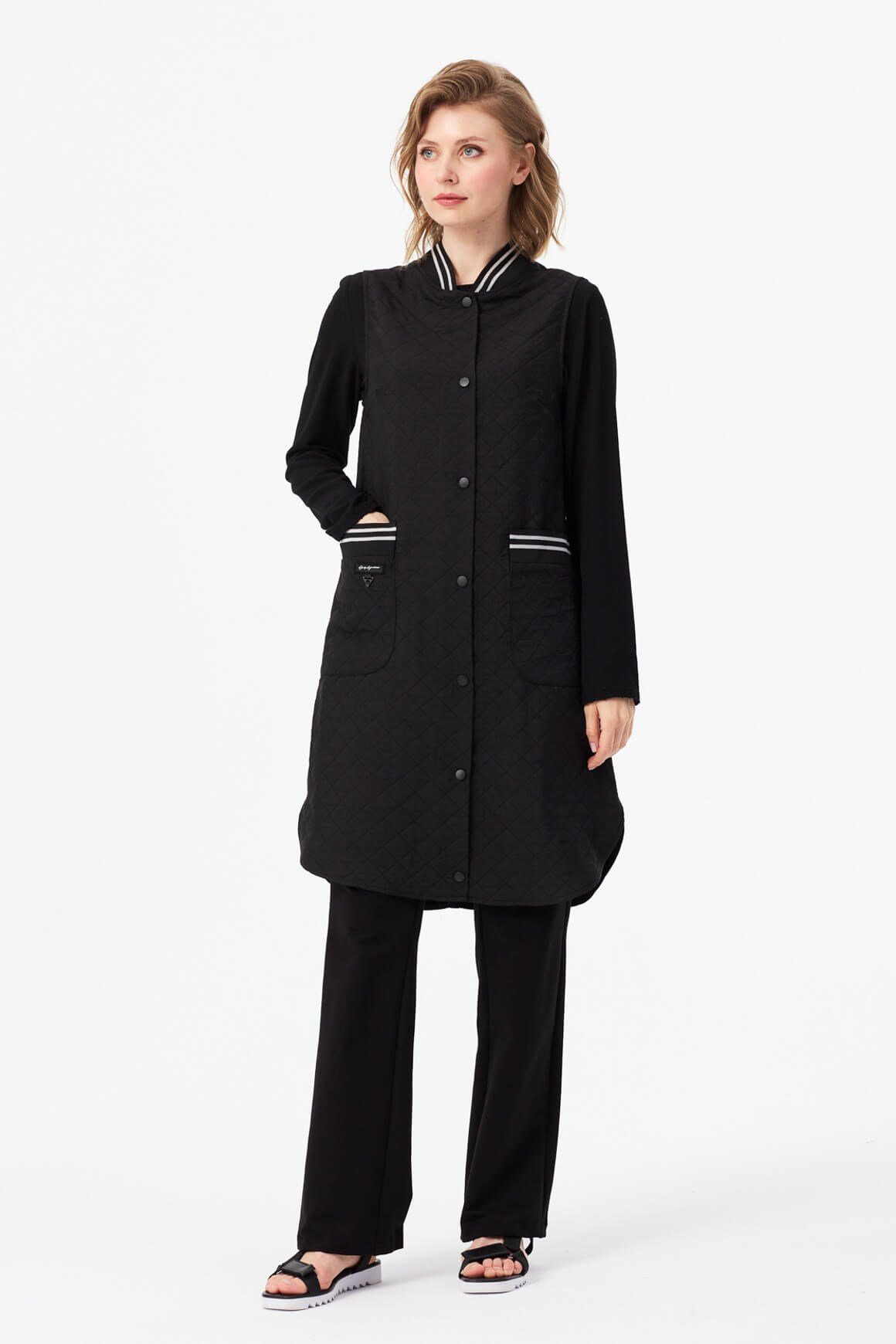 Kapitone Görünümlü Baharlık Yelek  Siyah