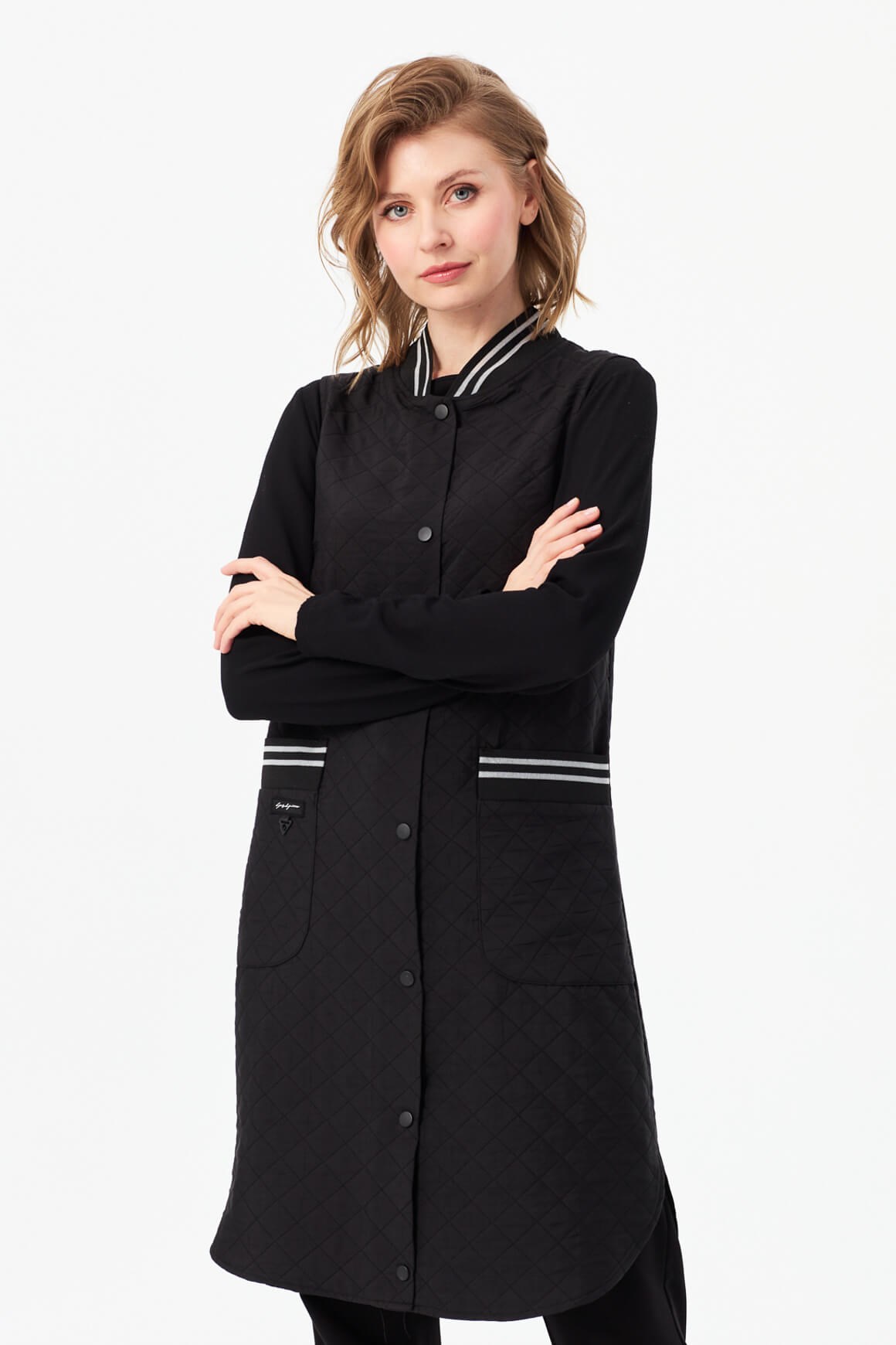 Kapitone Görünümlü Baharlık Yelek  Siyah