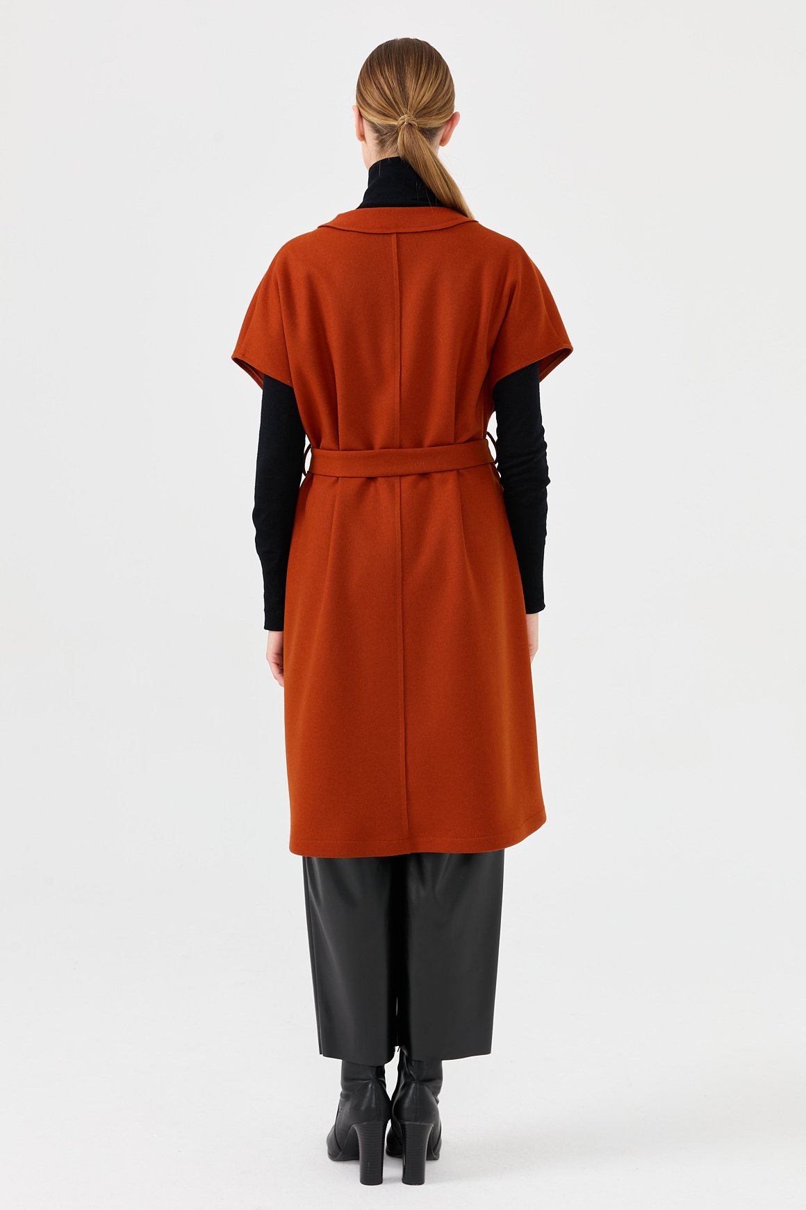 Yün Karışımlı Keçe Yelek  Oranj