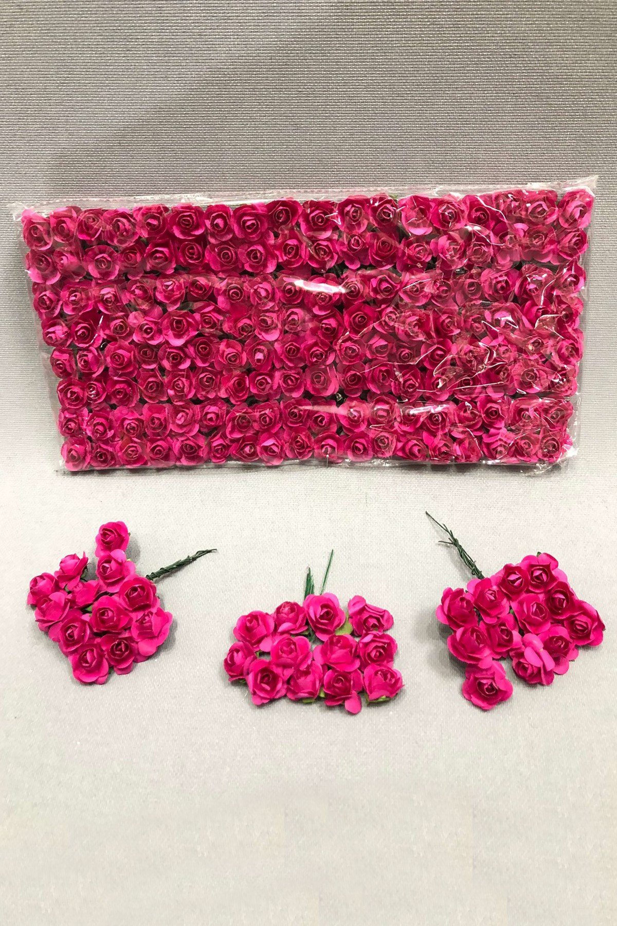 Fuşya Kağıt Gül Çiçek 1 paket 144 lü 
