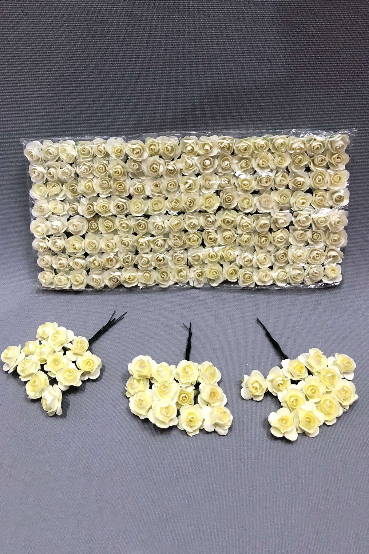  Krem Kağıt Gül Çiçek 1 paket 144 lü 