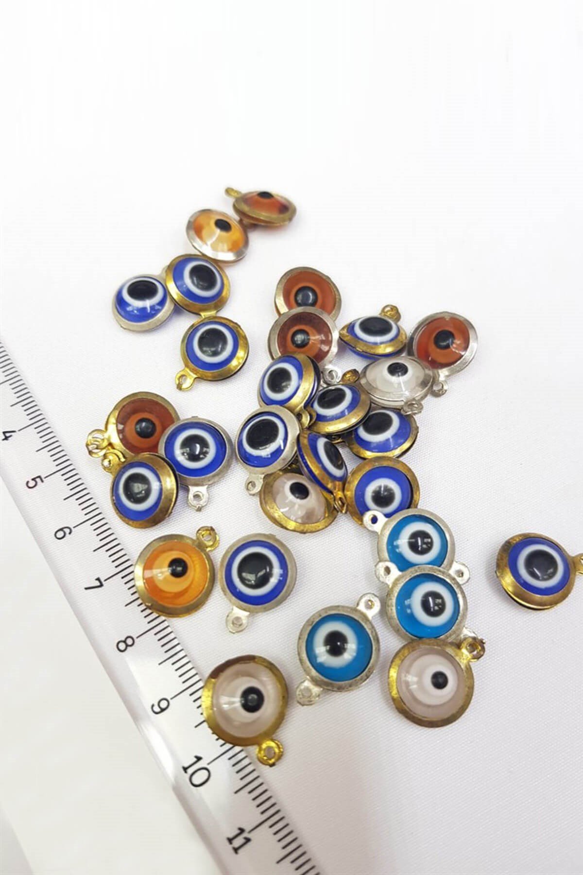  Yuvarlak Mavi Nazar boncuklu Kolye Ucu