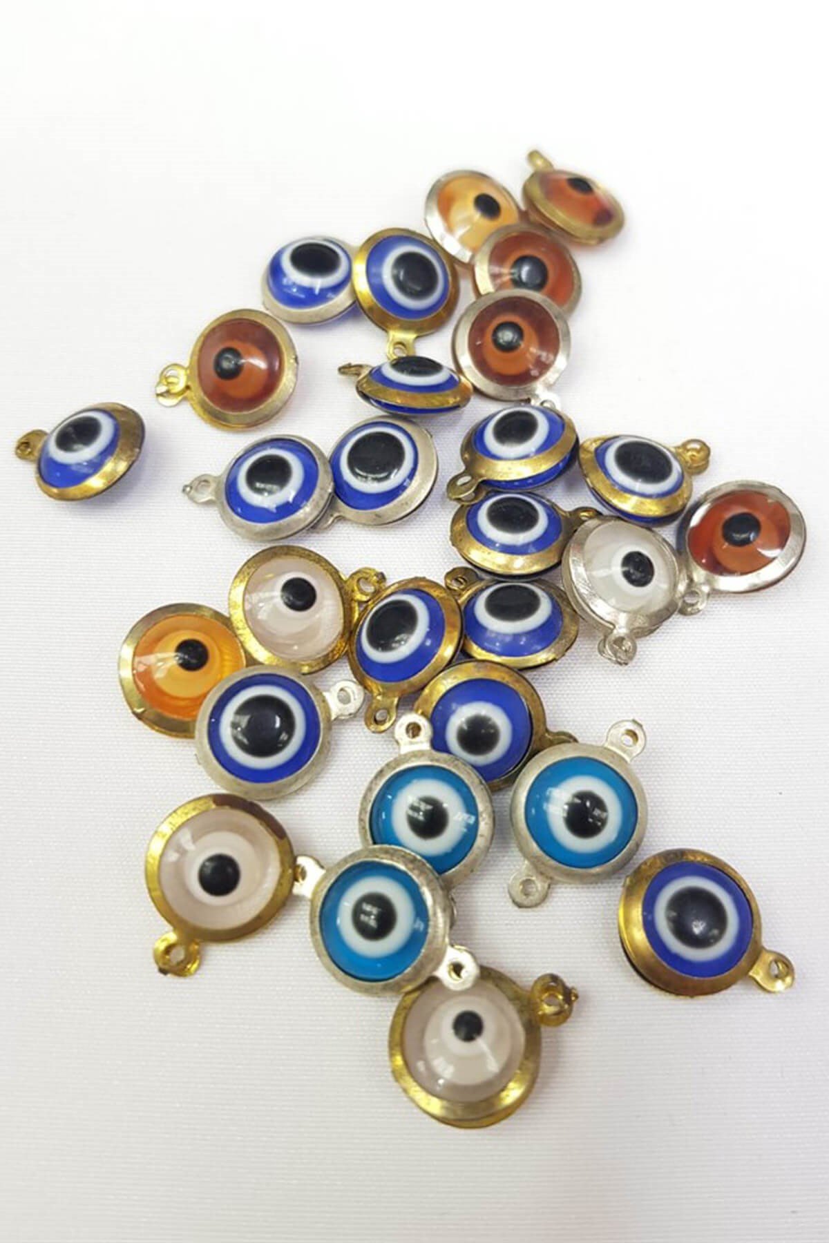  Yuvarlak Mavi Nazar boncuklu Kolye Ucu