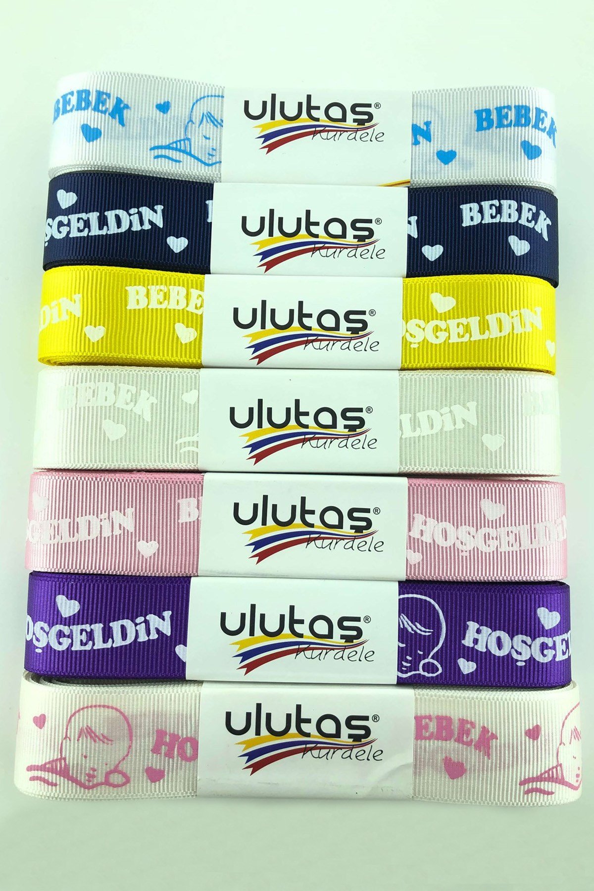 2.5 cm Hoşgeldin Bebeğim Baskılı Grogren Kurdele