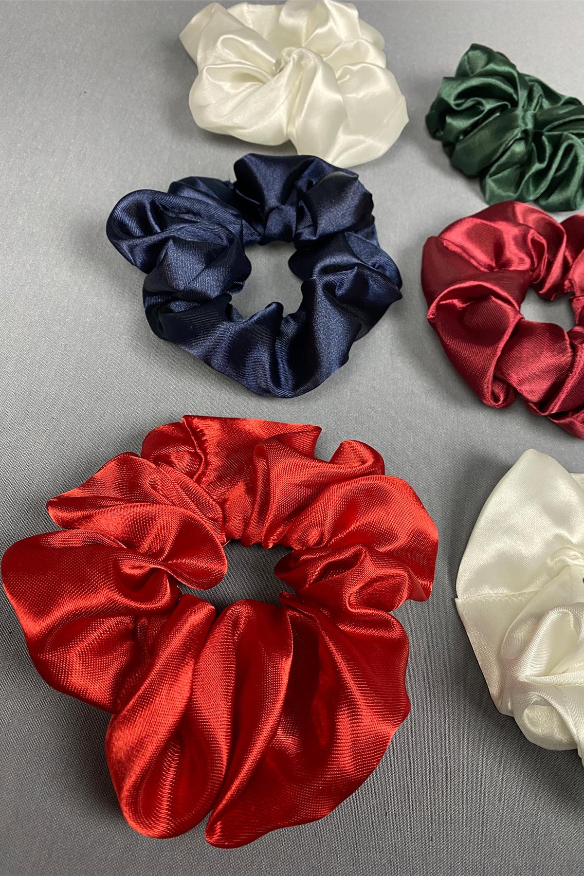 6 Lı Saten Saç Lastik Toka Seti