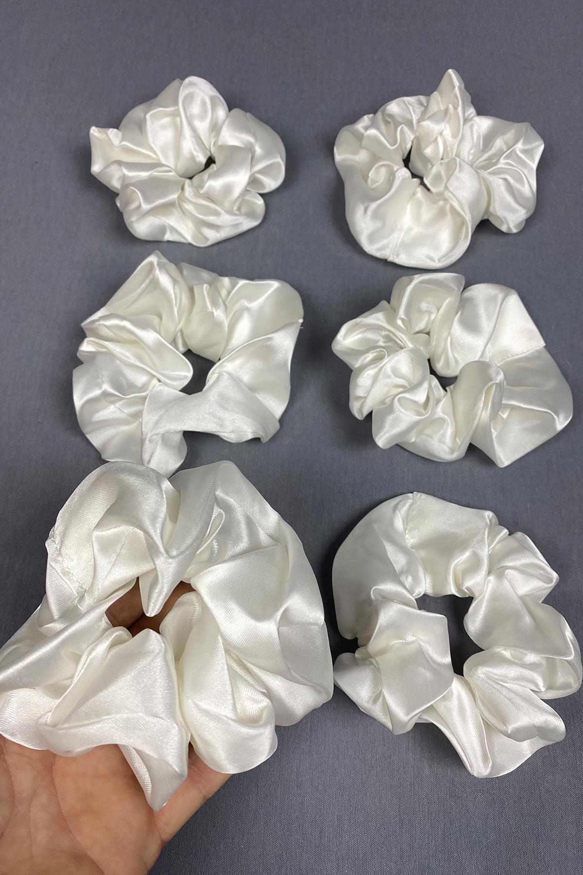 6 Lı Saten Saç Lastik Toka Seti