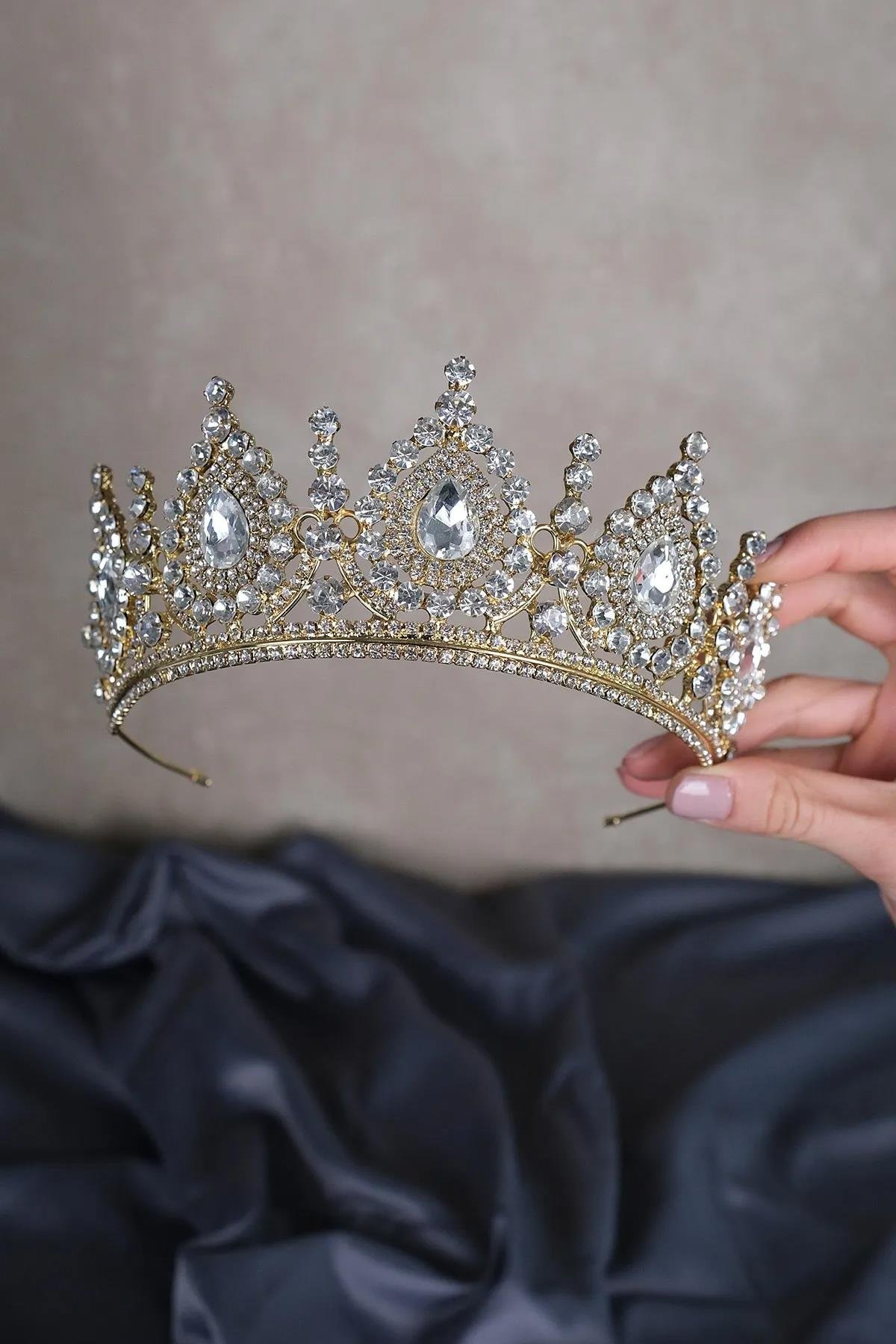 Ahu Damla Kristal Taşlı Gelin Kına Tacı