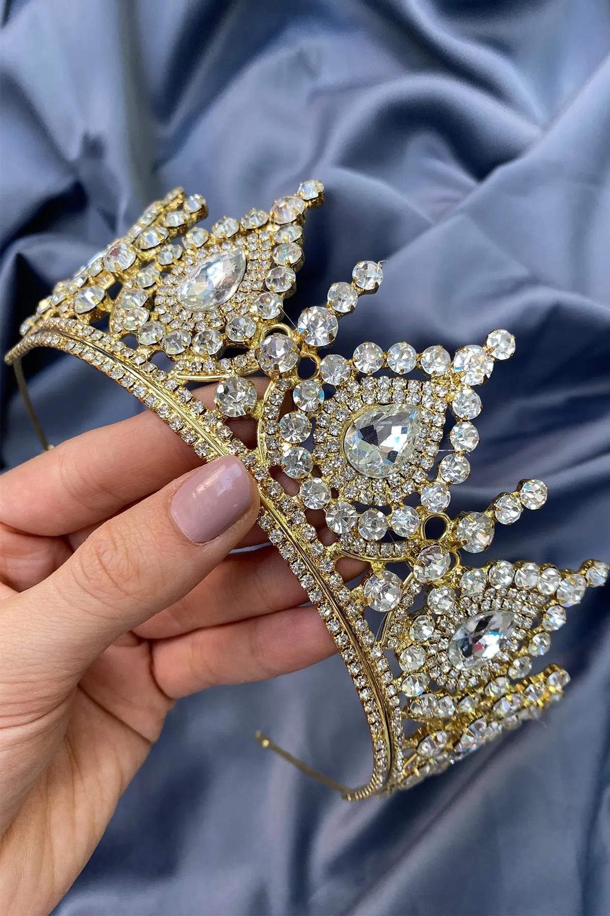 Ahu Damla Kristal Taşlı Gelin Kına Tacı