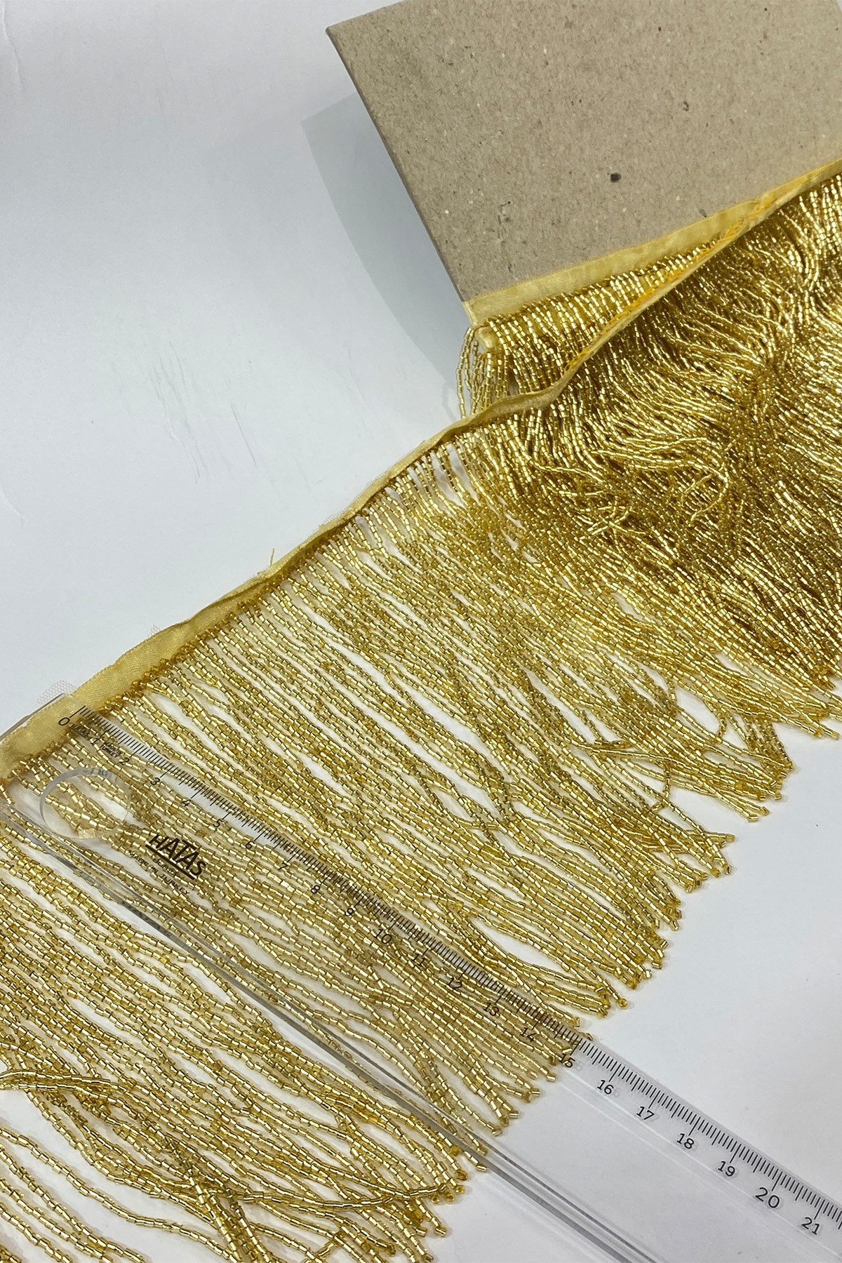 Altın Sarısı Boncuklu 15 cm Saçak Püskül