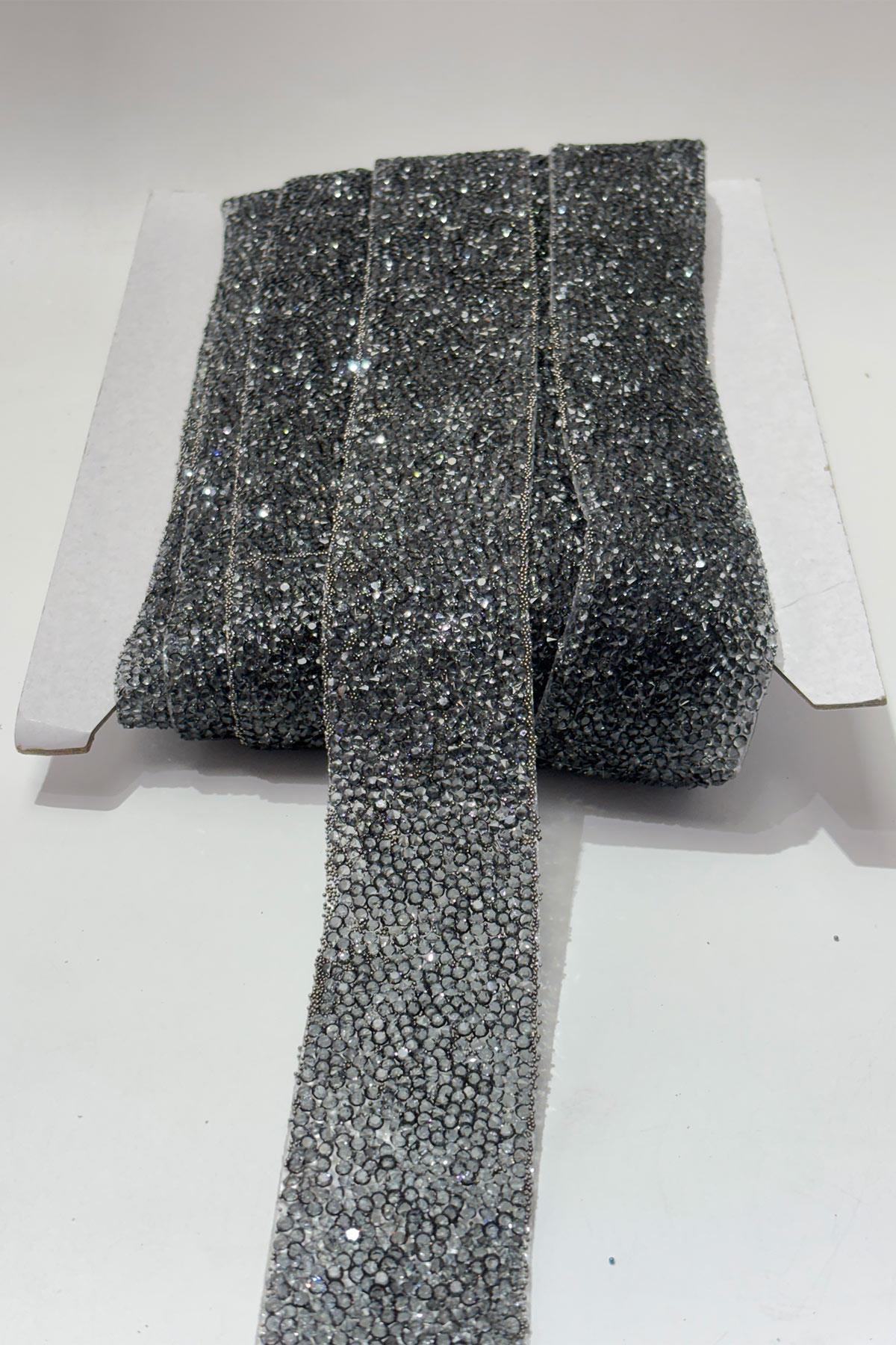 Antrasit Gri Ütüyle Yapışan Şerit Taş Boncuk 4 Cm