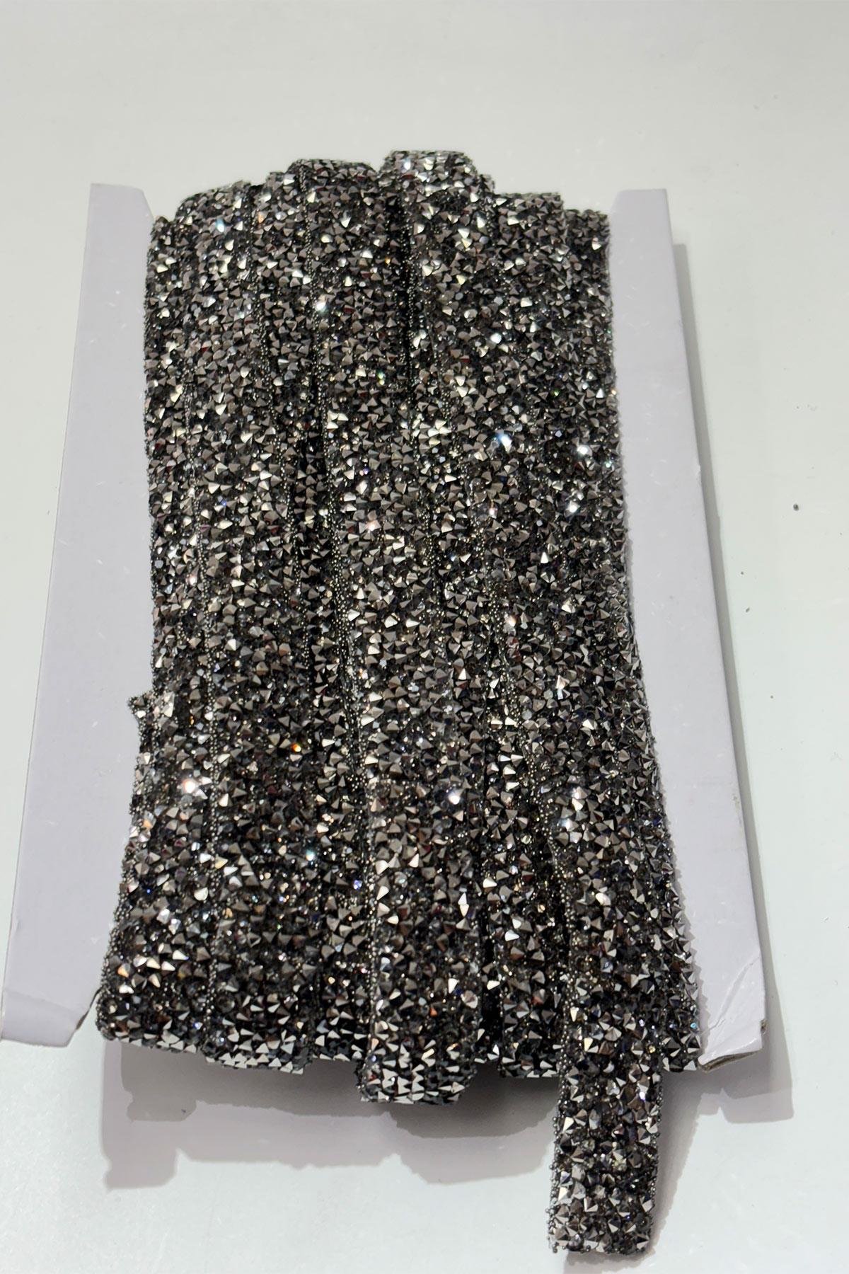 Antrasit Gri Ütüyle Yapışan Şerit Taş Boncuk1,5 Cm 