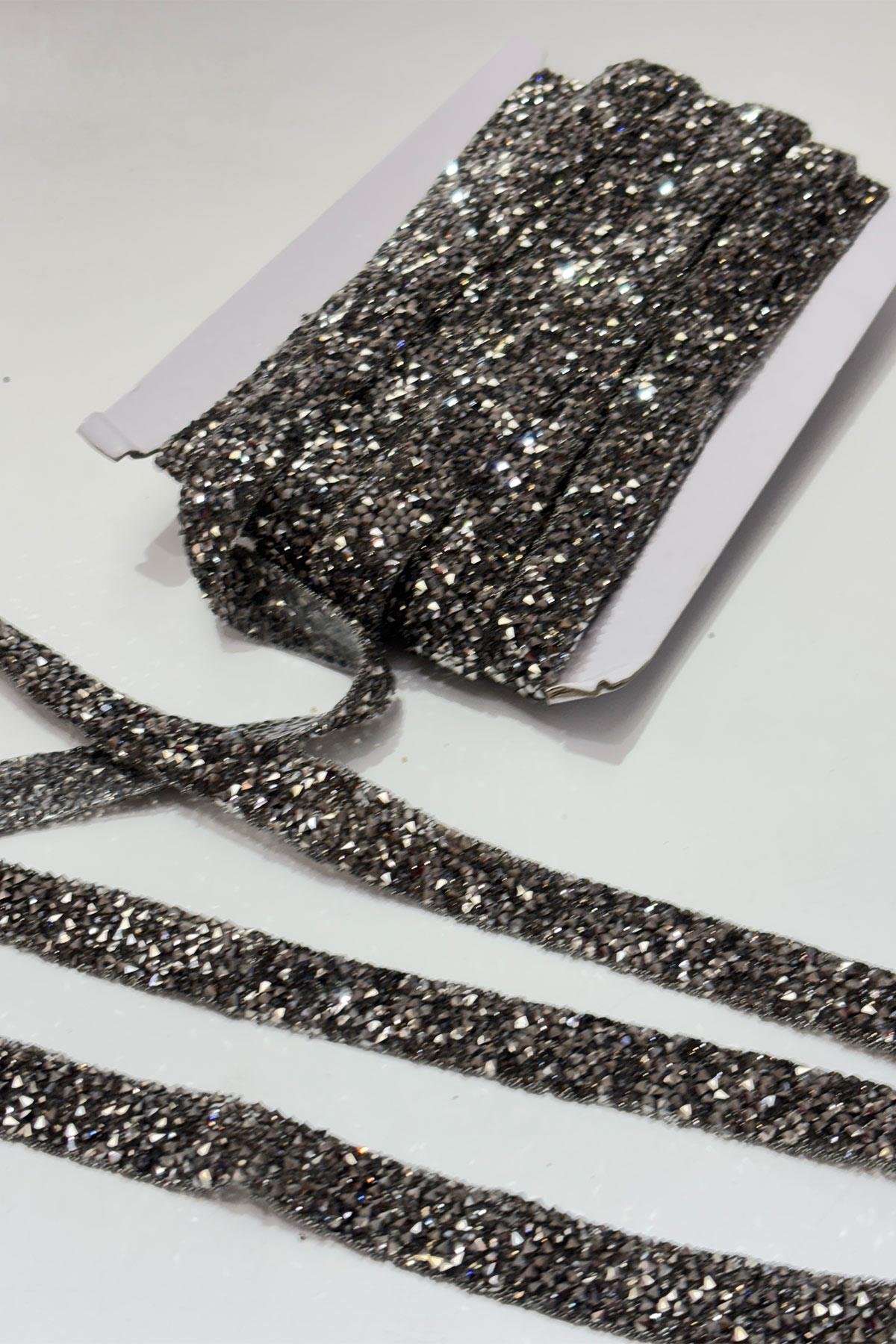 Antrasit Gri Ütüyle Yapışan Şerit Taş Boncuk1,5 Cm 