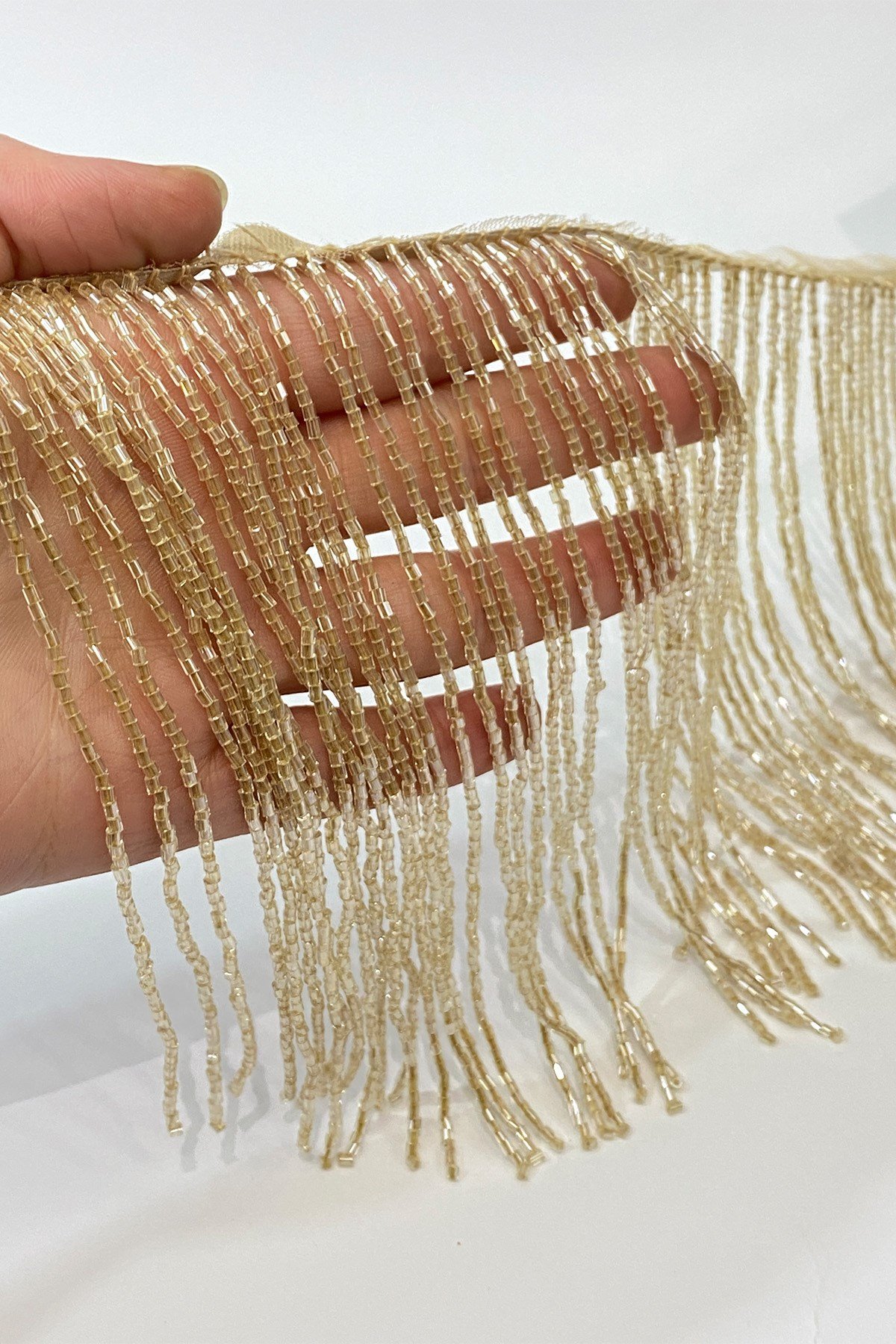 Bal Rengi Boncuklu 15 cm Saçak Püskül