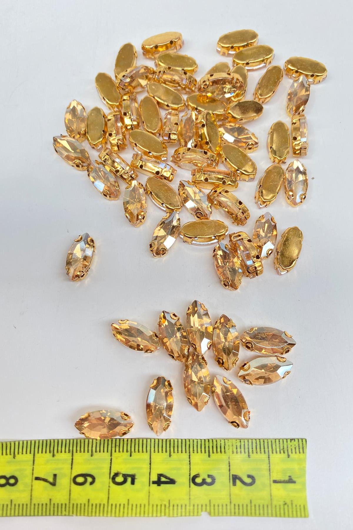 Bal Rengi Gold Zeminli Dikme Parlak Cam Mekik Boncuk 10 Adet