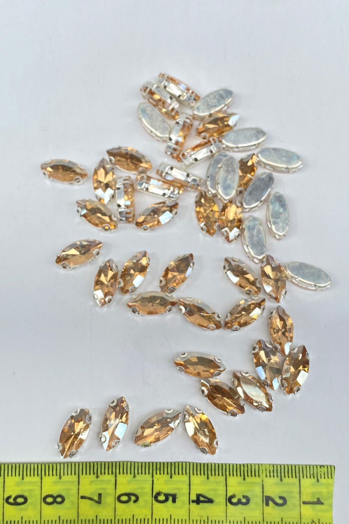 Bal Rengi Kasalı Dikme Parlak Cam Mekik Boncuk 10 Adet