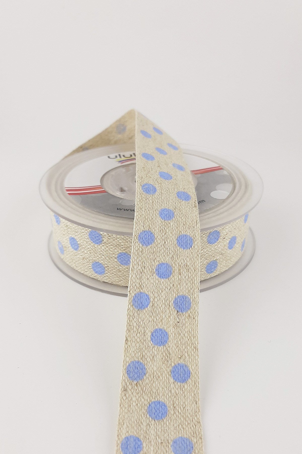 Bebe Mavi Baskılı Keten Kurdele 10 mt