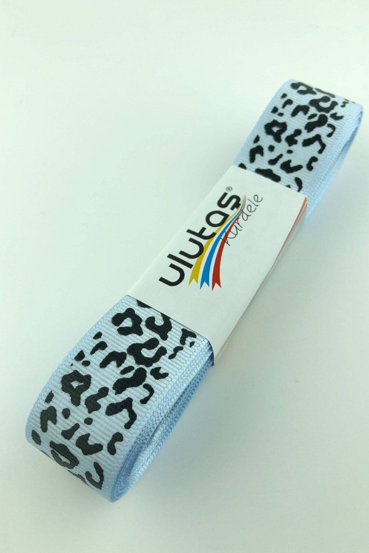 Bebe Mavi Dana Desen Baskılı Grogren Kurdele 2,5 cm