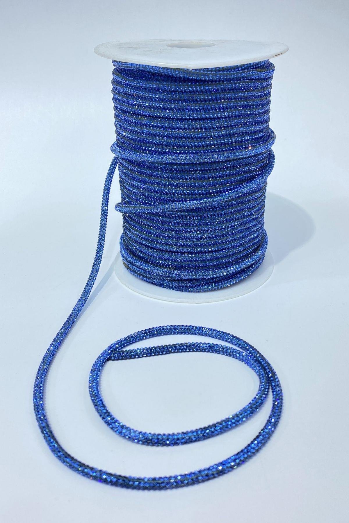 Bebe Mavi Full Sık Taşlı Boru Şerit Kordon